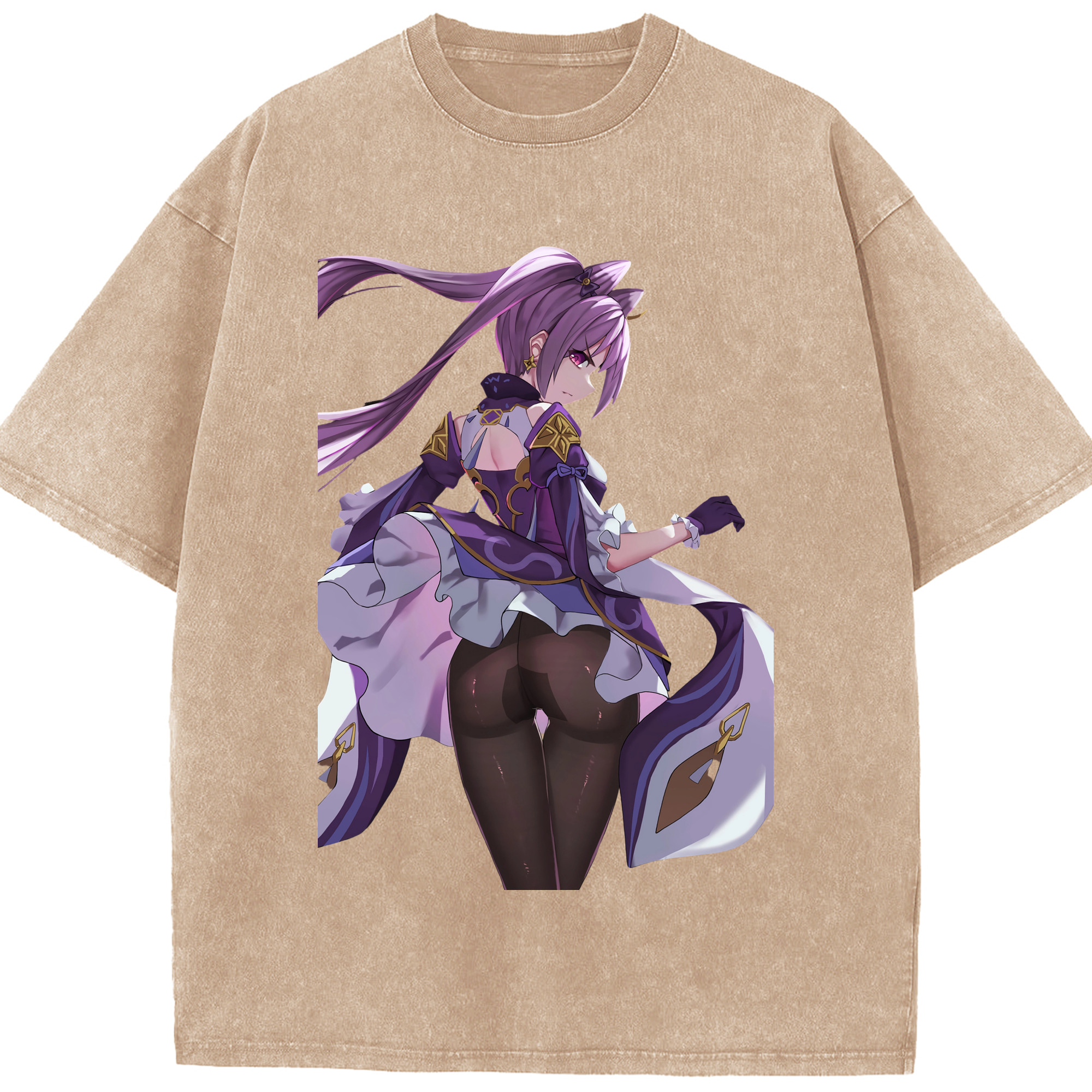 げんし神 刻晴 こくせい genshin Kokusei 綿100% ヴィンテージ風 半袖Tシャツ（フロントプリント）