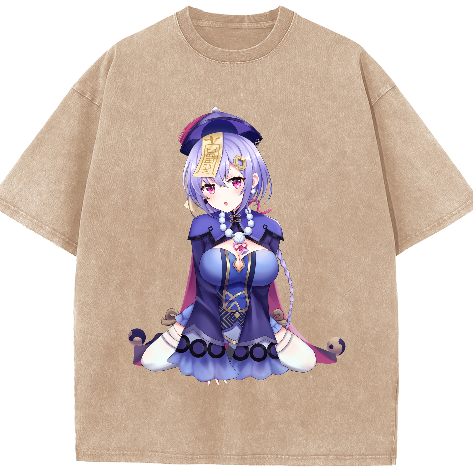 げんし神 七七 なな  genshin Nana 綿100% ヴィンテージ風 半袖Tシャツ（フロントプリント）