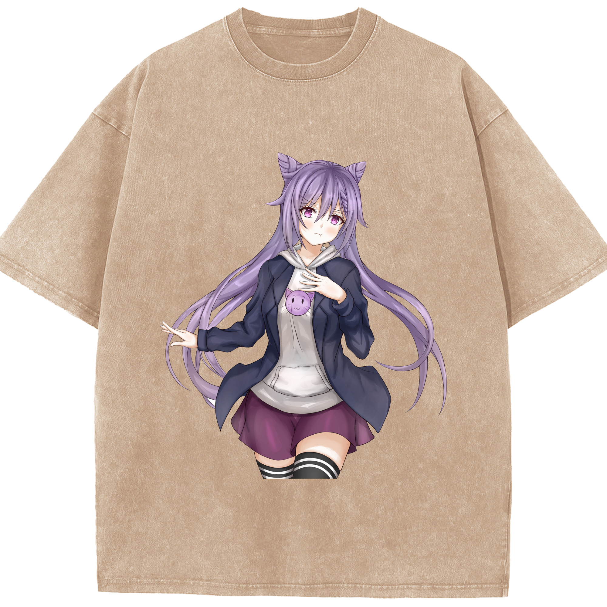 げんし神 刻晴 こくせい genshin Kokusei 綿100% ヴィンテージ風 半袖Tシャツ（フロントプリント）