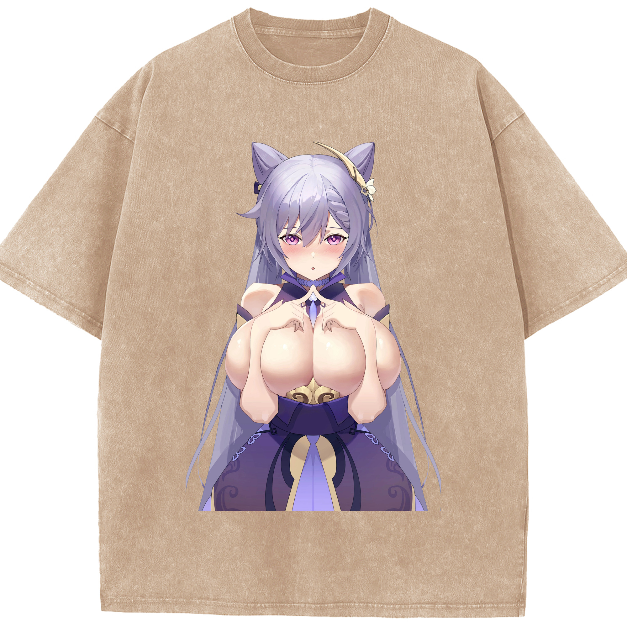 げんし神 刻晴 こくせい genshin Kokusei 綿100% ヴィンテージ風 半袖Tシャツ（フロントプリント）