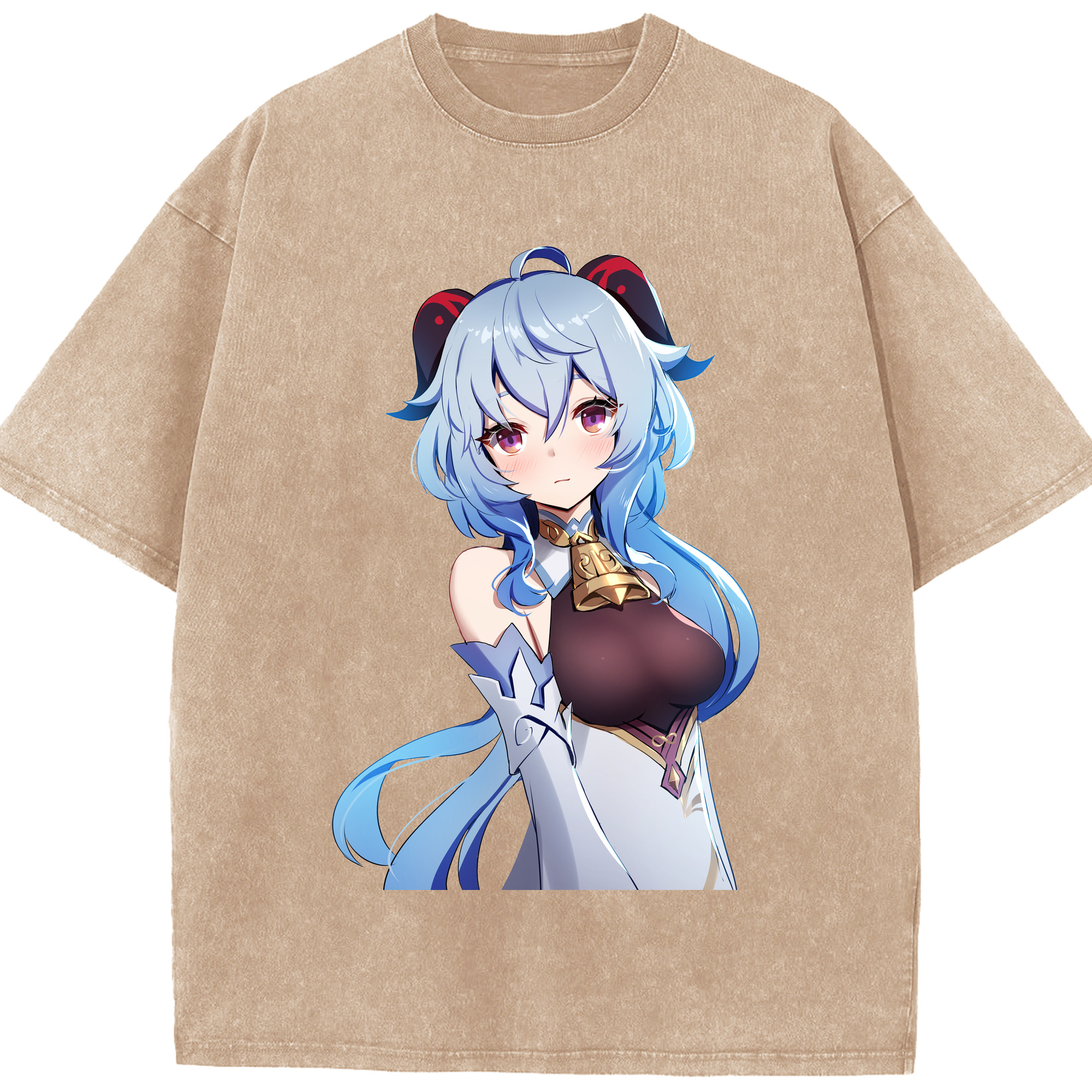 げんし神 甘雨 かんう genshin Ganyu 綿100% ヴィンテージ風 半袖Tシャツ（フロントプリント）