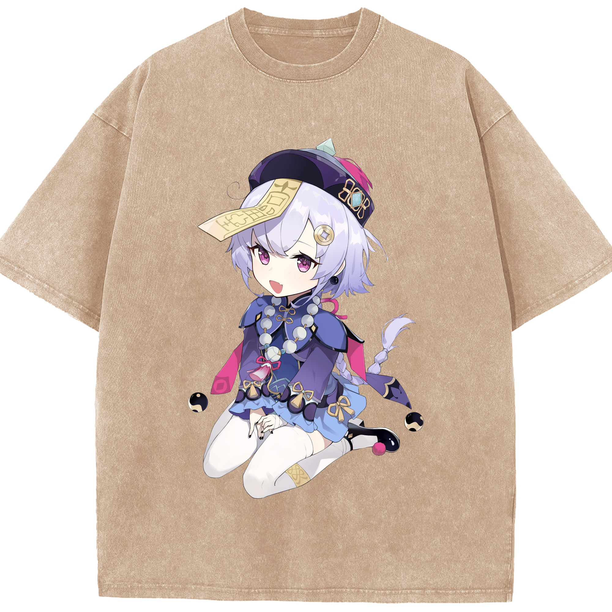 げんし神 七七 なな  genshin Nana 綿100% ヴィンテージ風 半袖Tシャツ（フロントプリント）