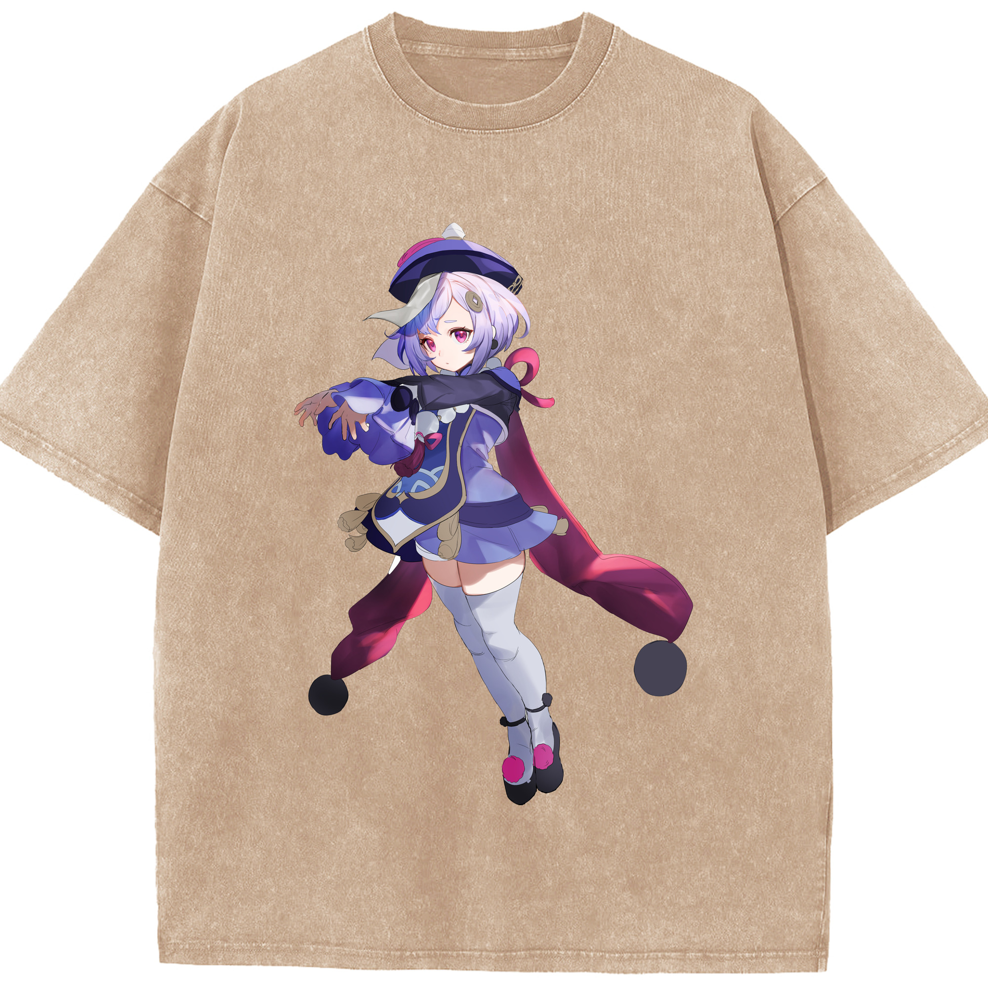 げんし神 七七 なな  genshin Nana 綿100% ヴィンテージ風 半袖Tシャツ（フロントプリント）