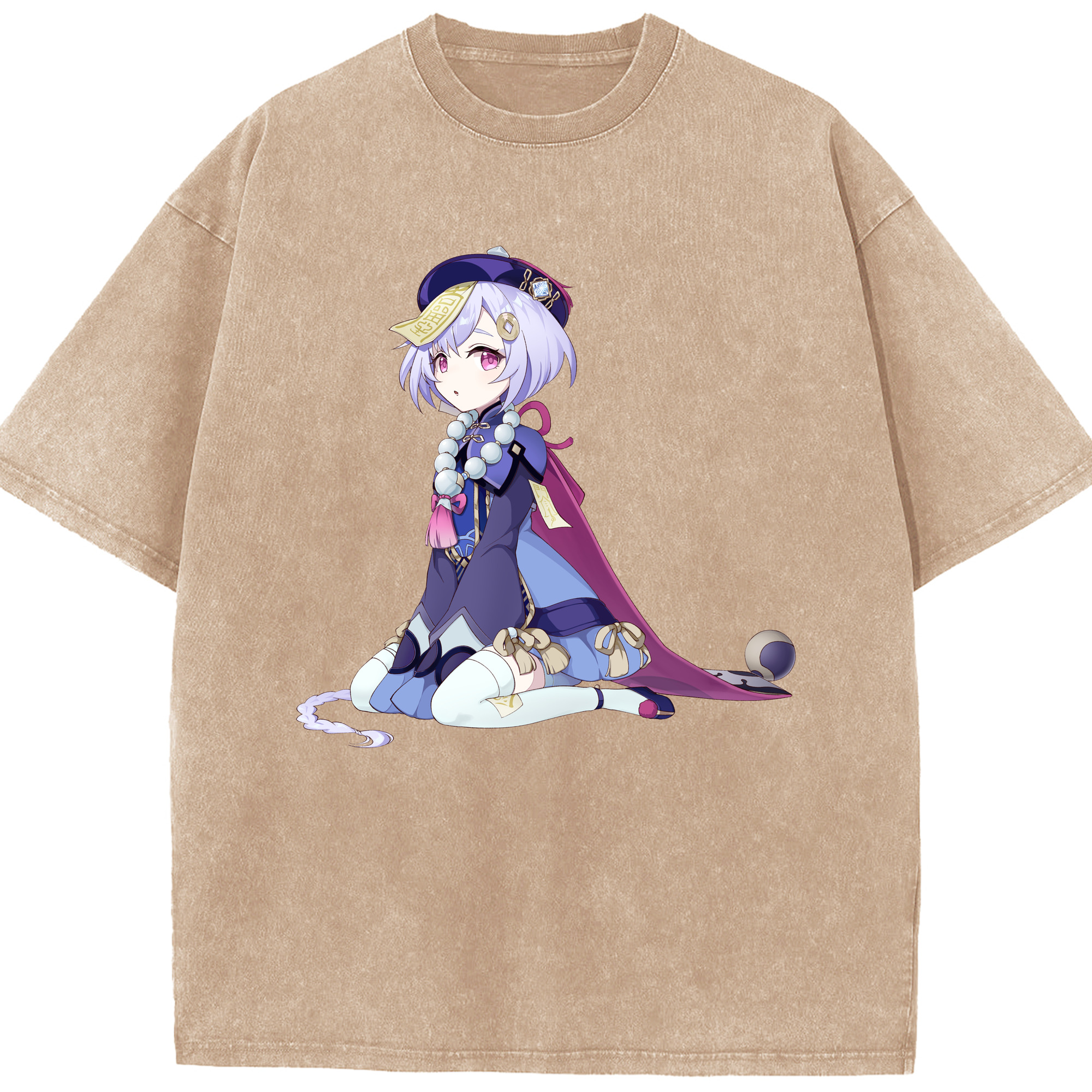 げんし神 七七 なな  genshin Nana 綿100% ヴィンテージ風 半袖Tシャツ（フロントプリント）