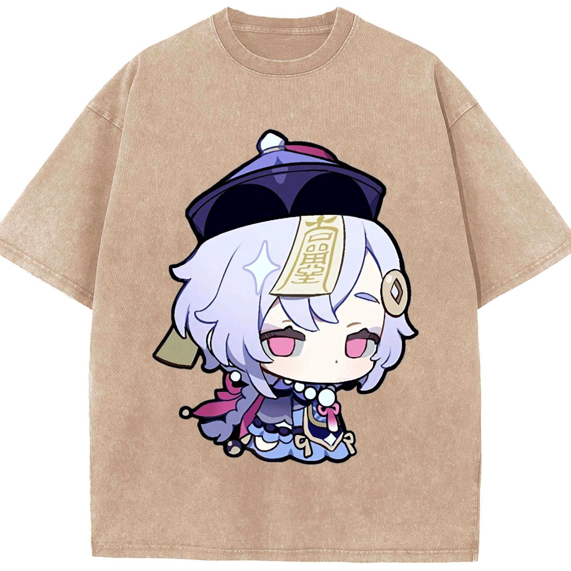 げんし神 七七 なな  genshin Nana 綿100% ヴィンテージ風 半袖Tシャツ（フロントプリント）