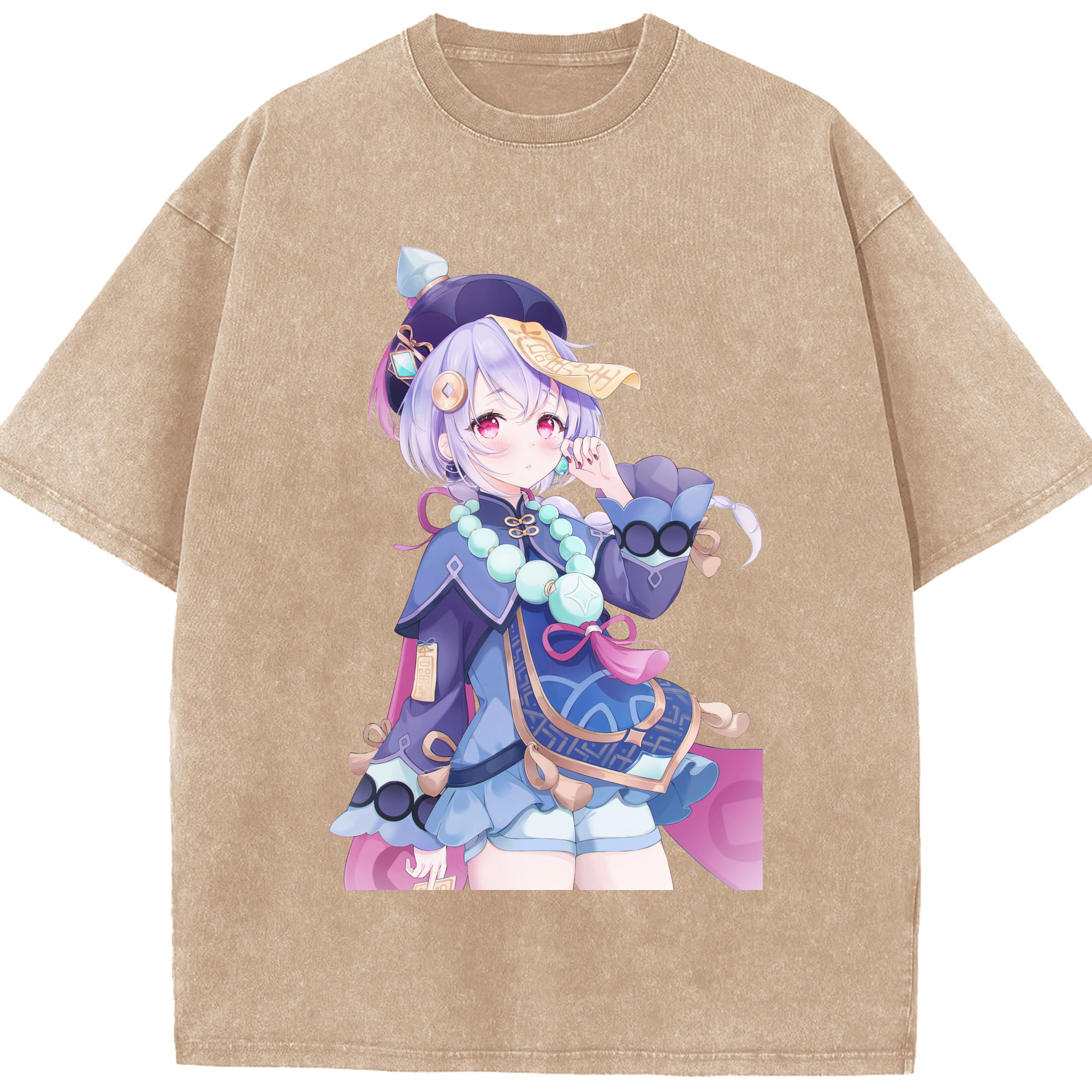 げんし神 七七 なな  genshin Nana 綿100% ヴィンテージ風 半袖Tシャツ（フロントプリント）