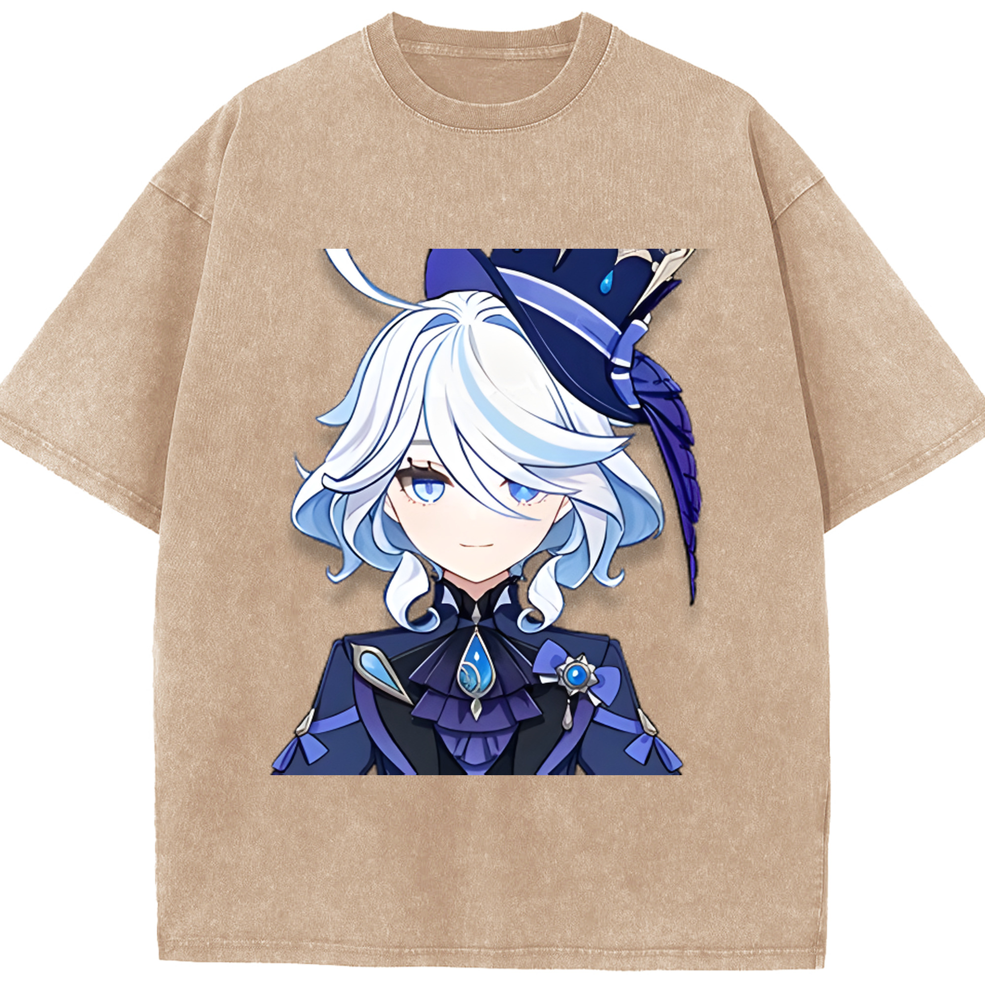 げんし神 フリーナ genshin Furina 綿100% ヴィンテージ風 半袖Tシャツ（フロントプリント）