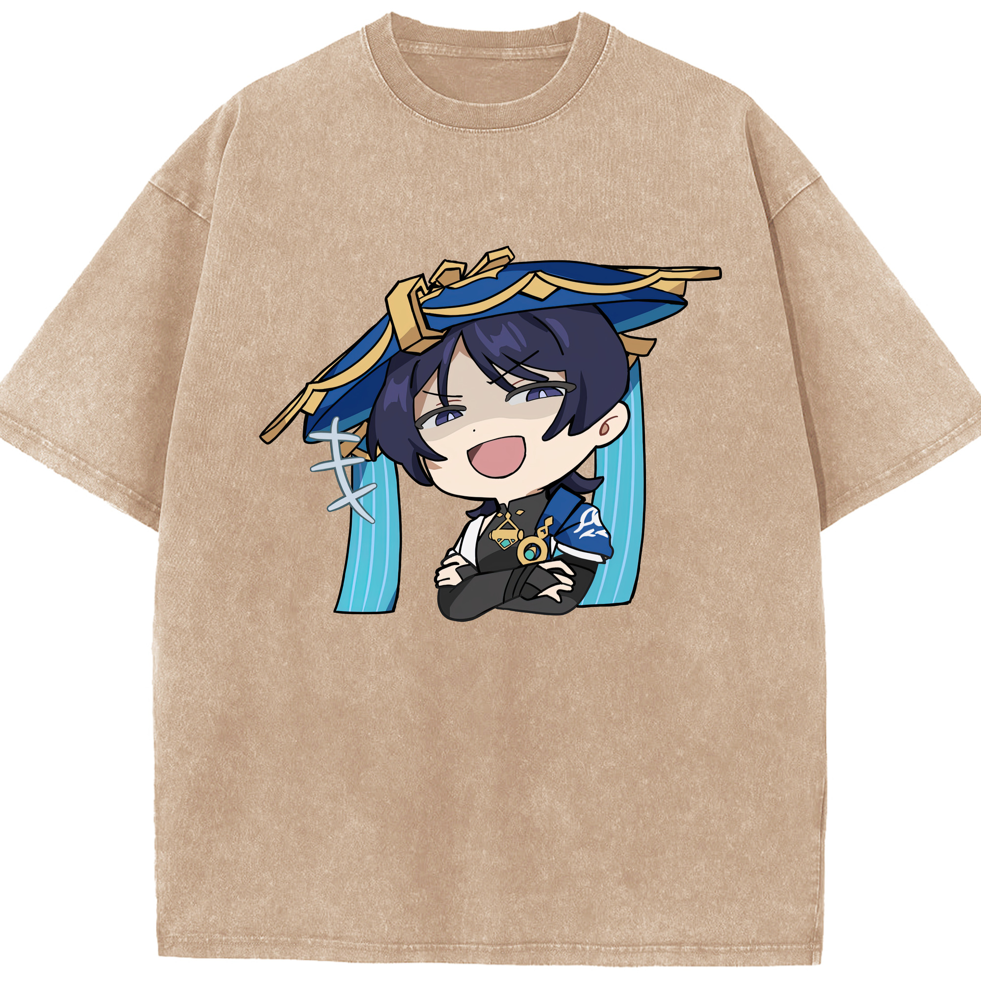 げんし神 さんペい genshin Sanpei 綿100% ヴィンテージ風 半袖Tシャツ（フロントプリント）