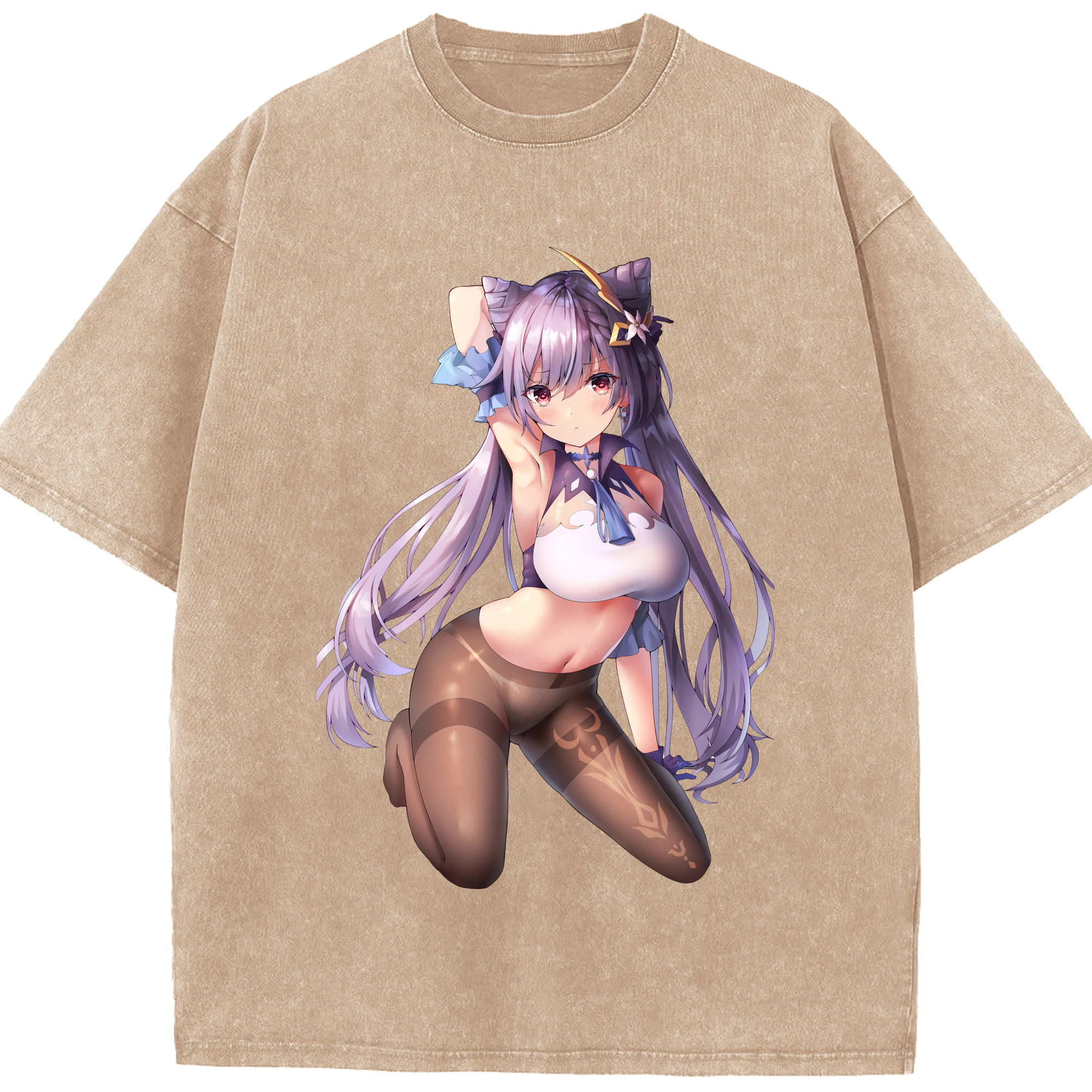 げんし神 刻晴 こくせい genshin Kokusei 綿100% ヴィンテージ風 半袖Tシャツ（フロントプリント）