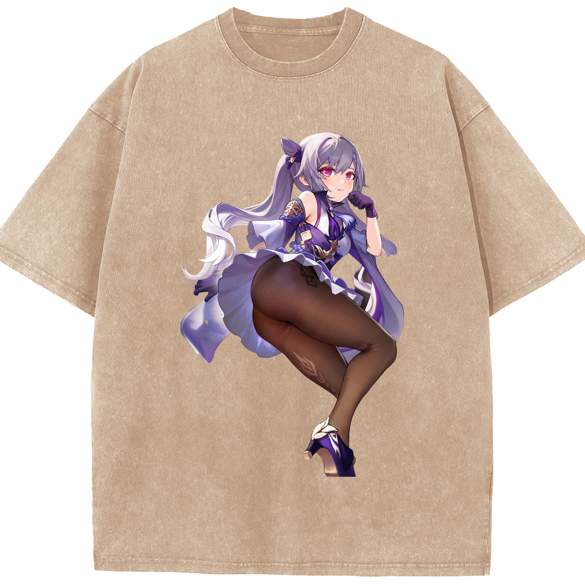 げんし神 刻晴 こくせい genshin Kokusei 綿100% ヴィンテージ風 半袖Tシャツ（フロントプリント）