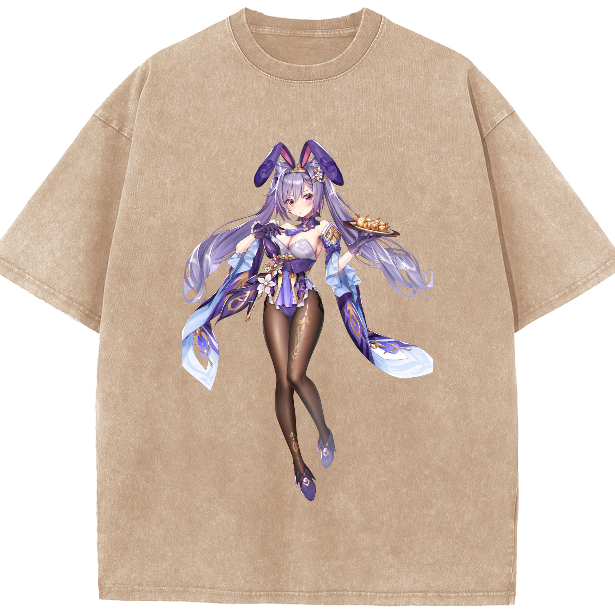 げんし神 刻晴 こくせい genshin Kokusei 綿100% ヴィンテージ風 半袖Tシャツ（フロントプリント）