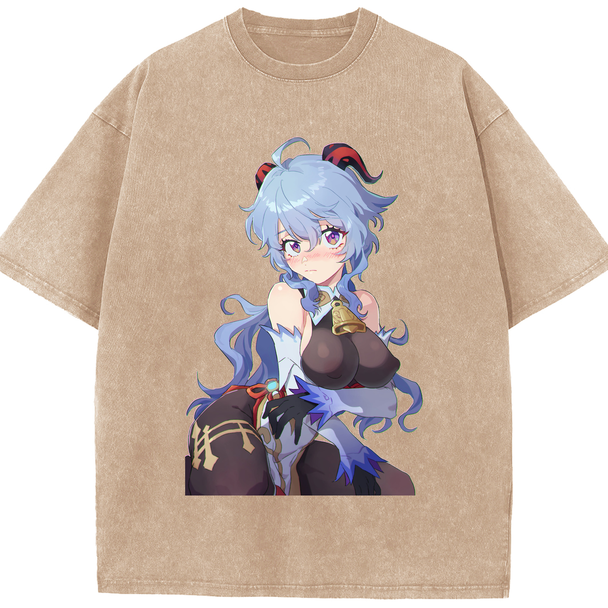 げんし神 甘雨 かんう genshin Ganyu 綿100% ヴィンテージ風 半袖Tシャツ（フロントプリント）