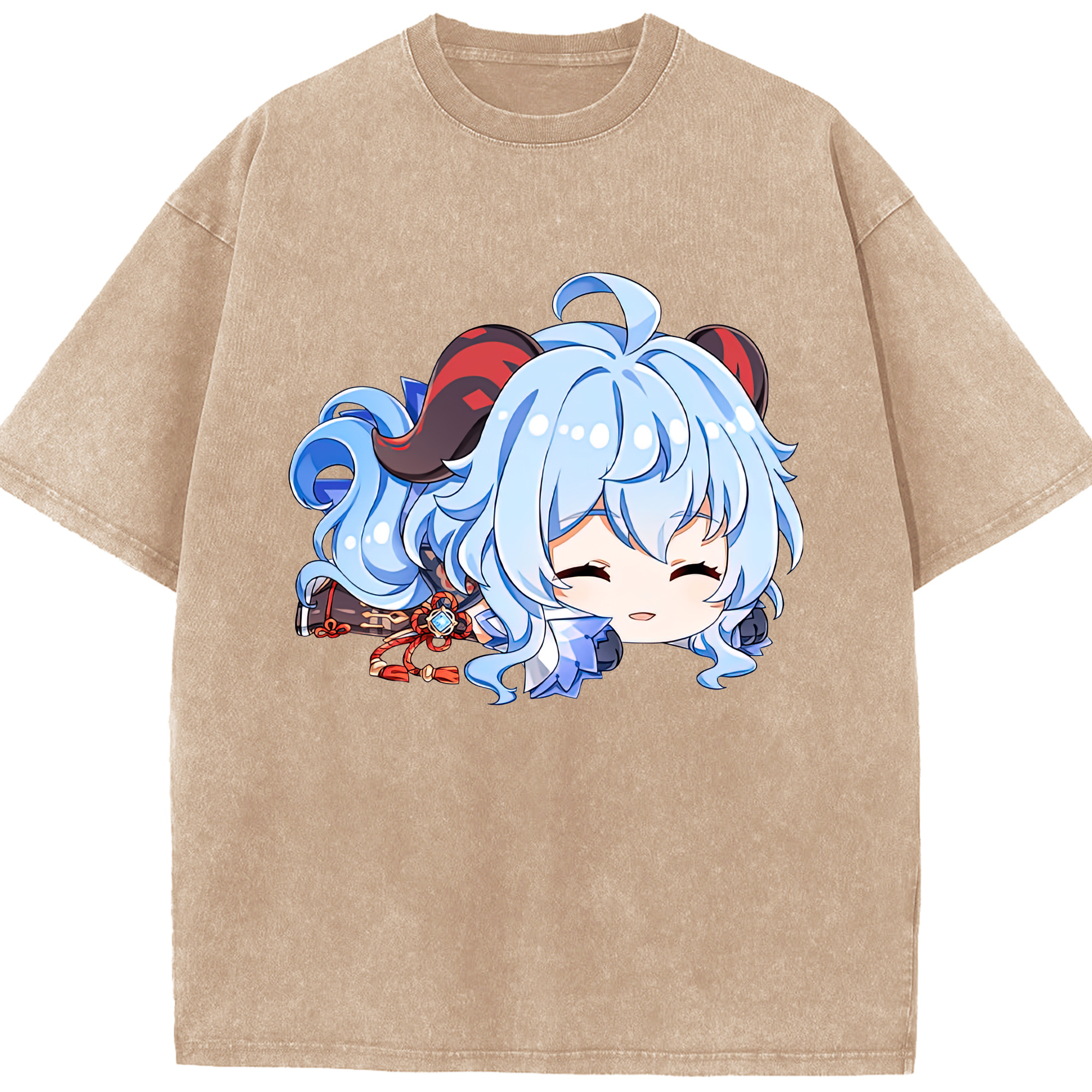 げんし神 甘雨 かんう genshin Ganyu 綿100% ヴィンテージ風 半袖Tシャツ（フロントプリント）