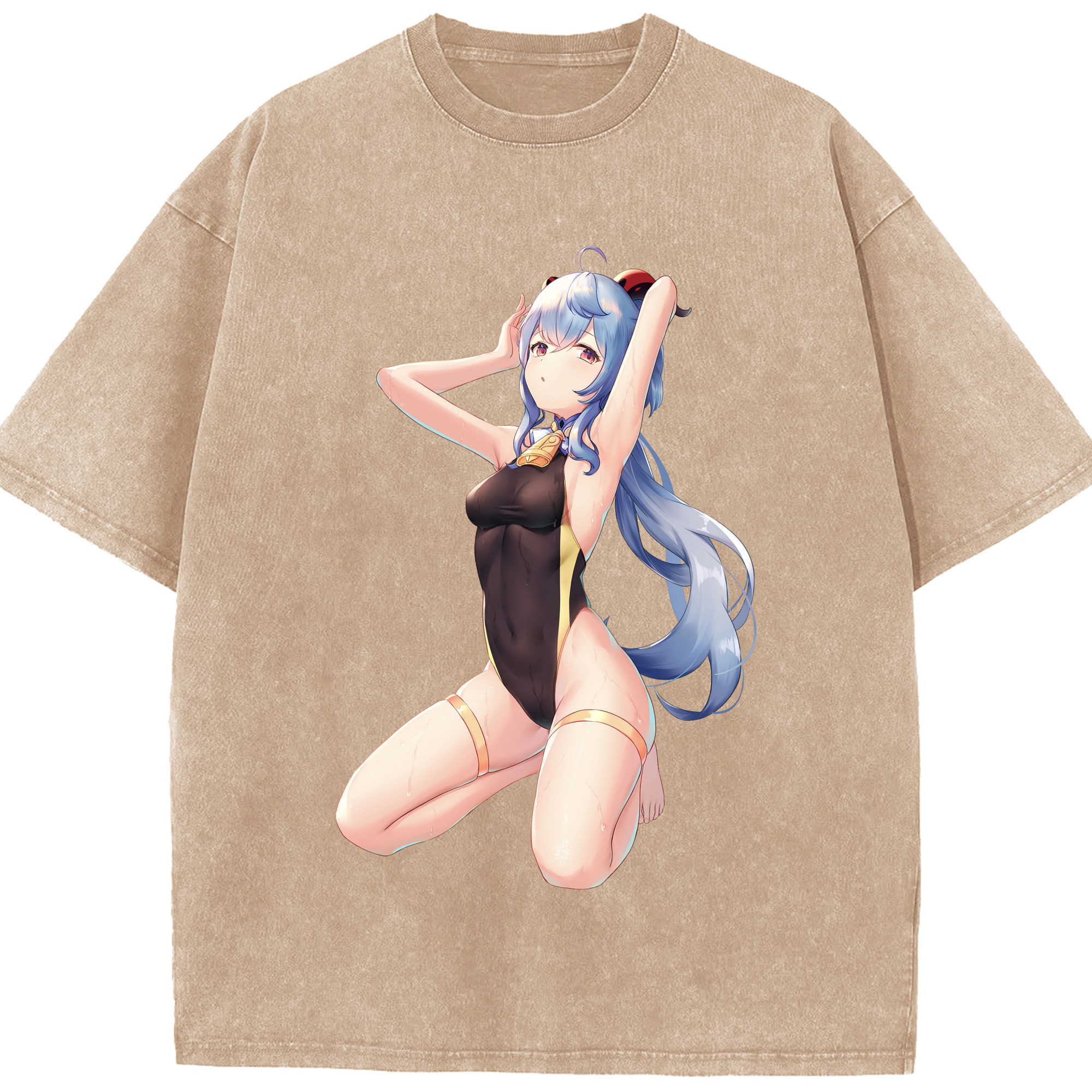げんし神 甘雨 かんう genshin Ganyu 綿100% ヴィンテージ風 半袖Tシャツ（フロントプリント）