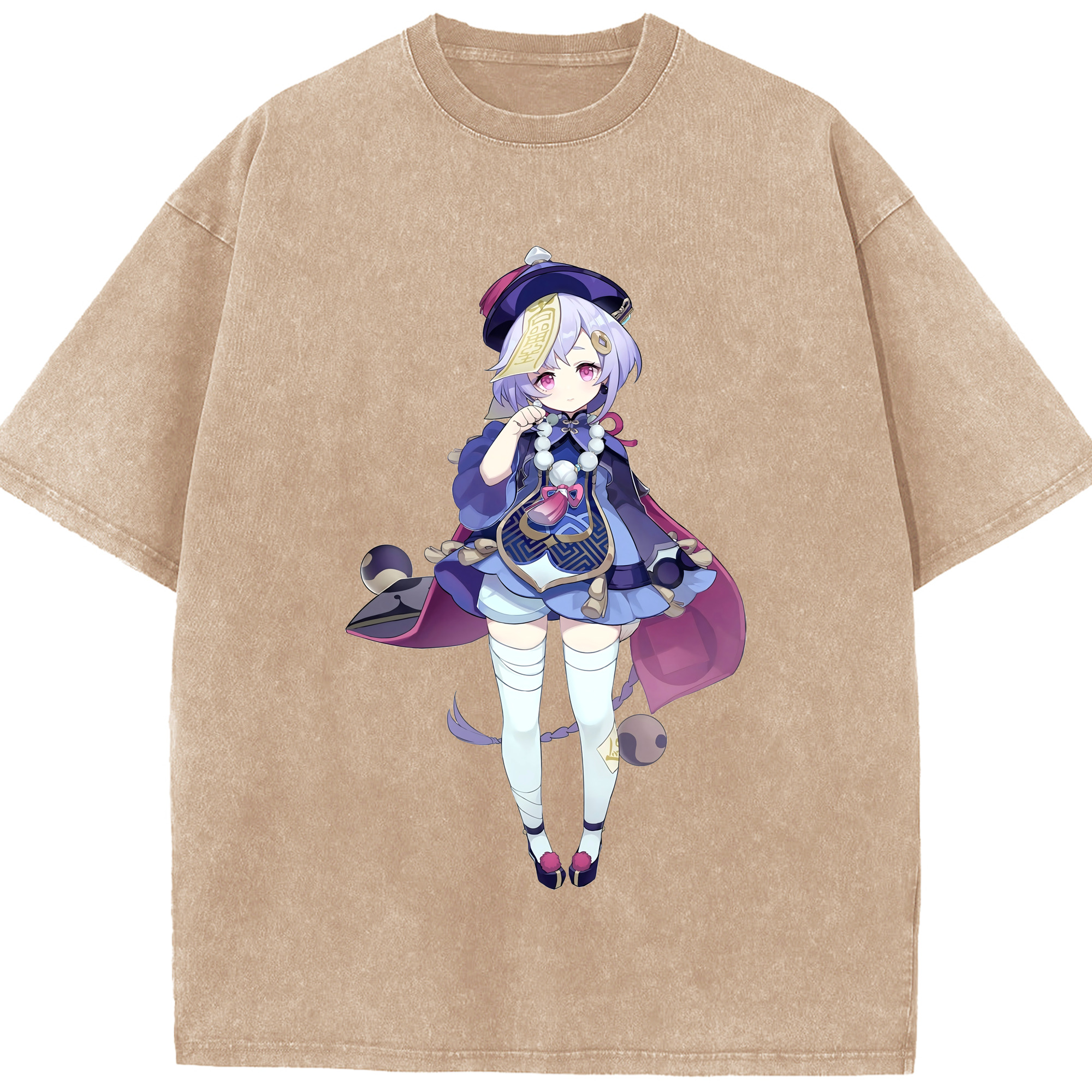 げんし神 七七 なな  genshin Nana 綿100% ヴィンテージ風 半袖Tシャツ（フロントプリント）
