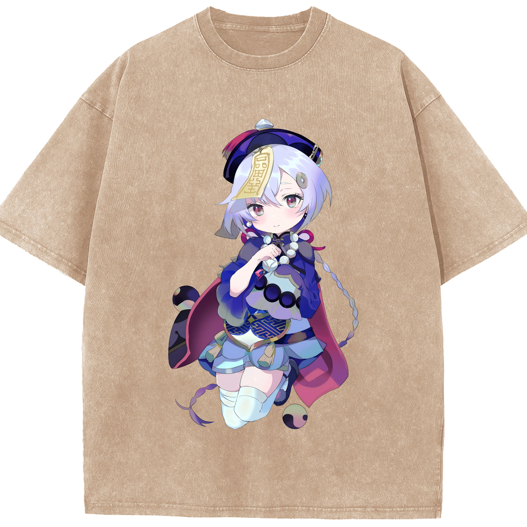 げんし神 七七 なな  genshin Nana 綿100% ヴィンテージ風 半袖Tシャツ（フロントプリント）