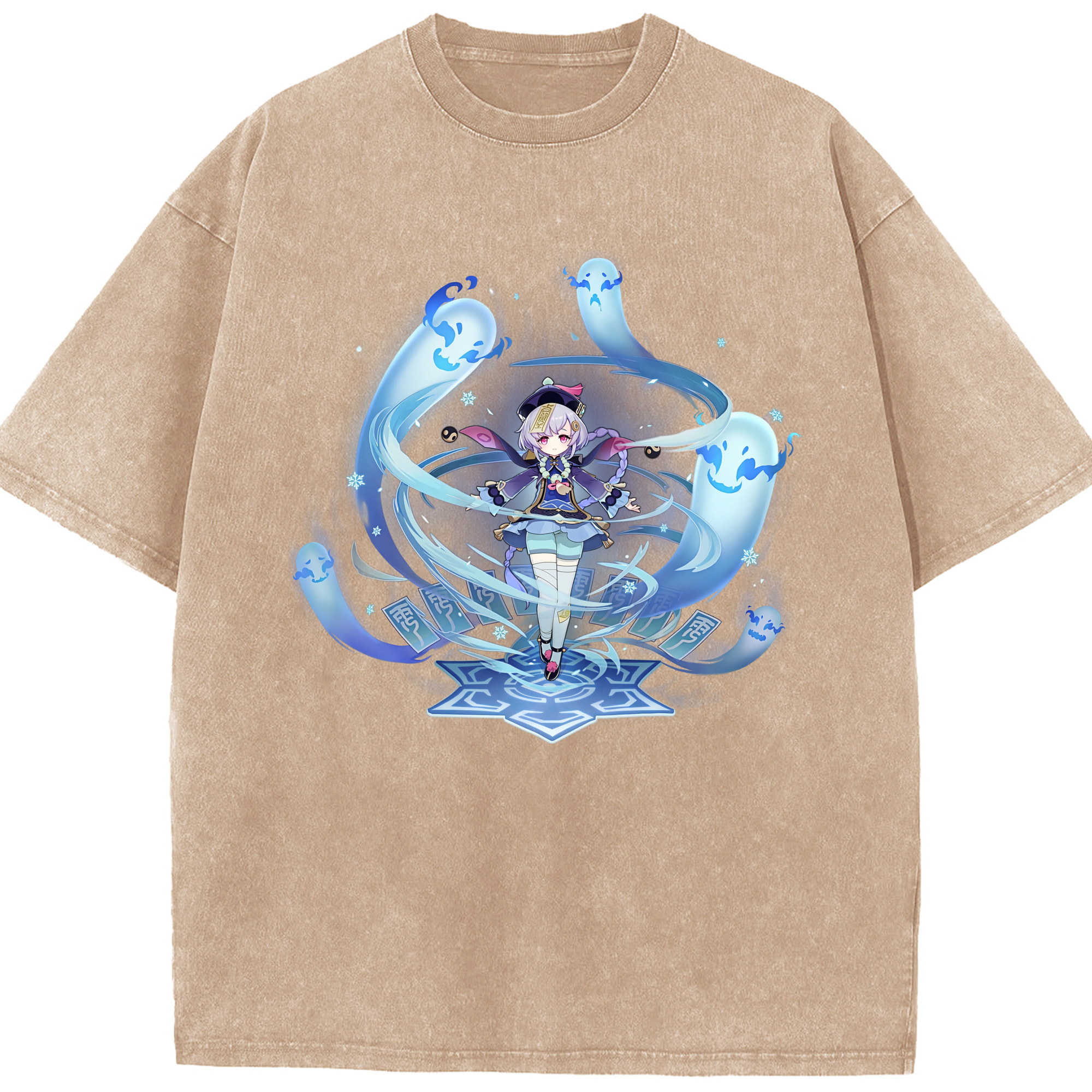 げんし神 七七 なな  genshin Nana 綿100% ヴィンテージ風 半袖Tシャツ（フロントプリント）