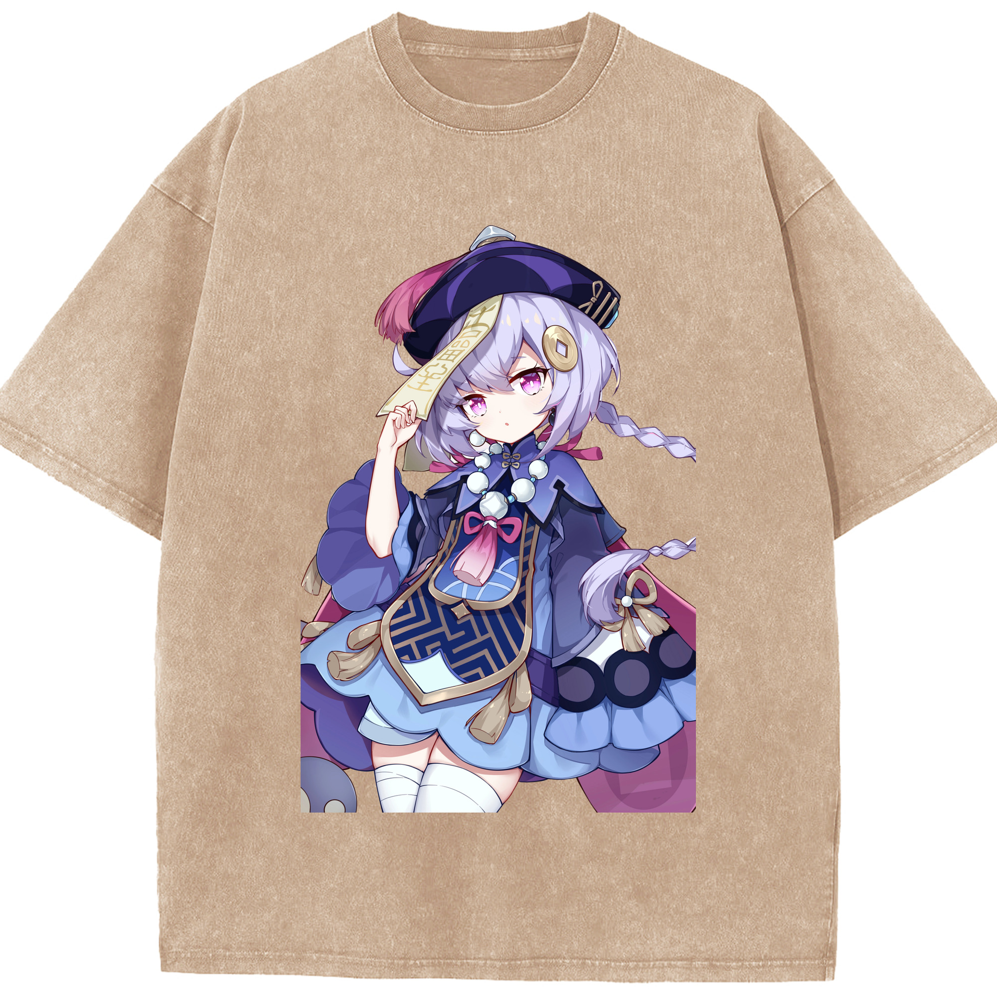 げんし神 七七 なな  genshin Nana 綿100% ヴィンテージ風 半袖Tシャツ（フロントプリント）