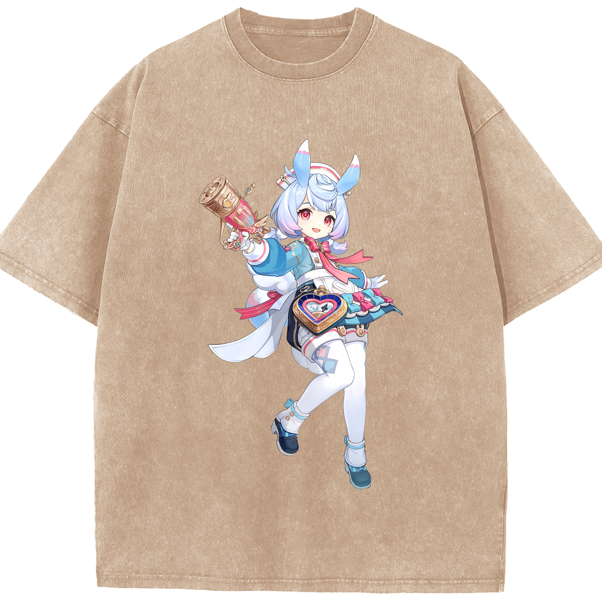 げんし神 シゲウィン genshin Shigewin 綿100% ヴィンテージ風 半袖Tシャツ（フロントプリント）