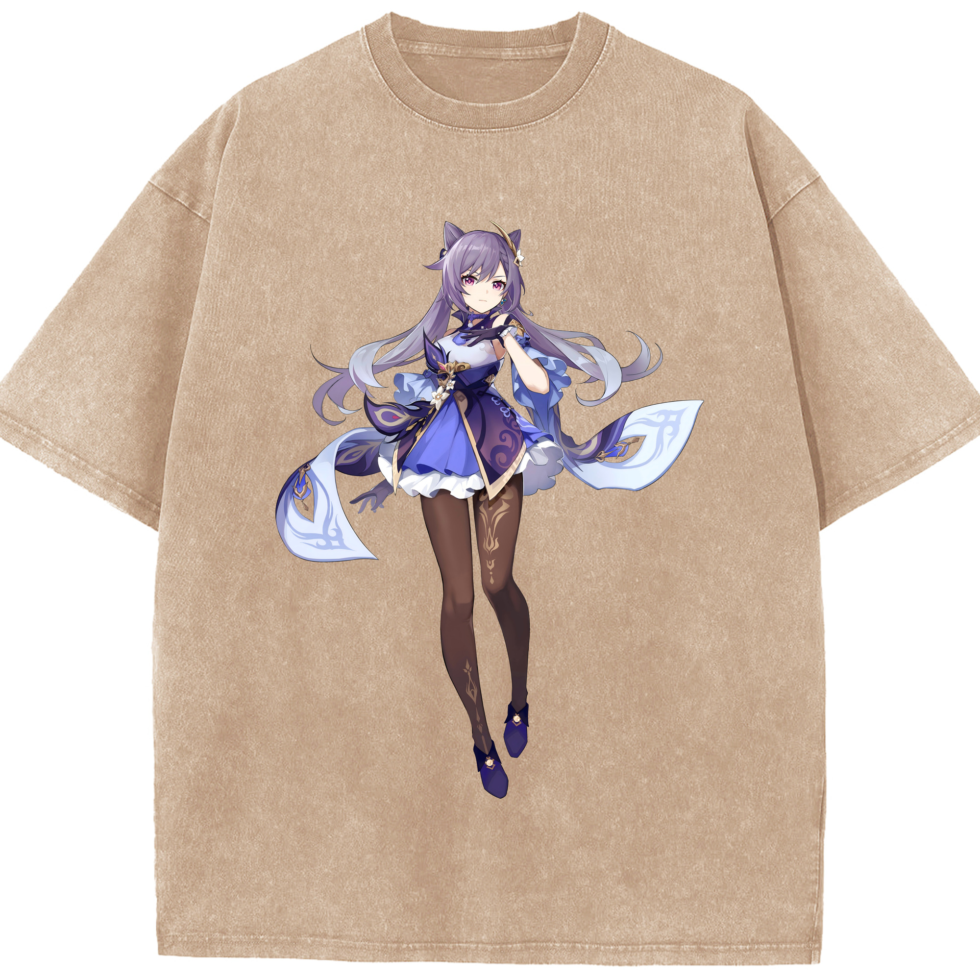 げんし神 刻晴 こくせい genshin Kokusei 綿100% ヴィンテージ風 半袖Tシャツ（フロントプリント）