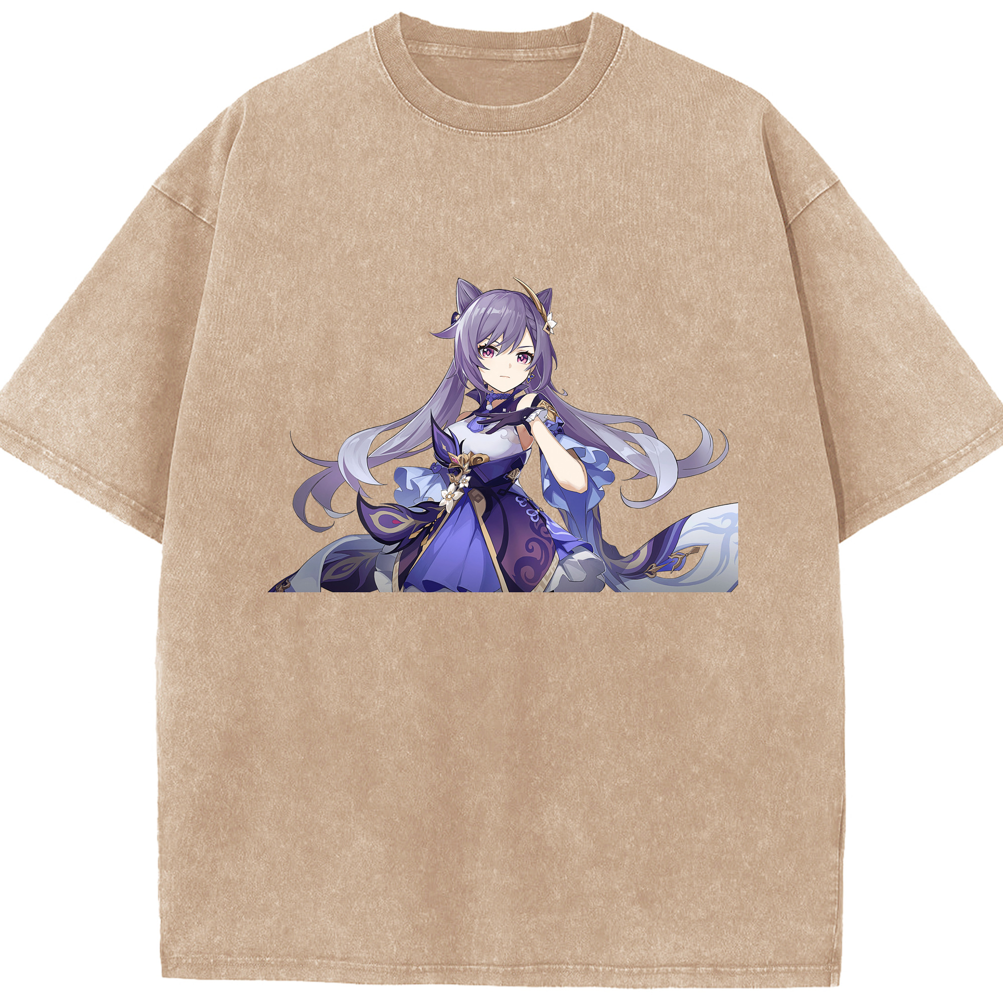 げんし神 刻晴 こくせい genshin Kokusei 綿100% ヴィンテージ風 半袖Tシャツ（フロントプリント）
