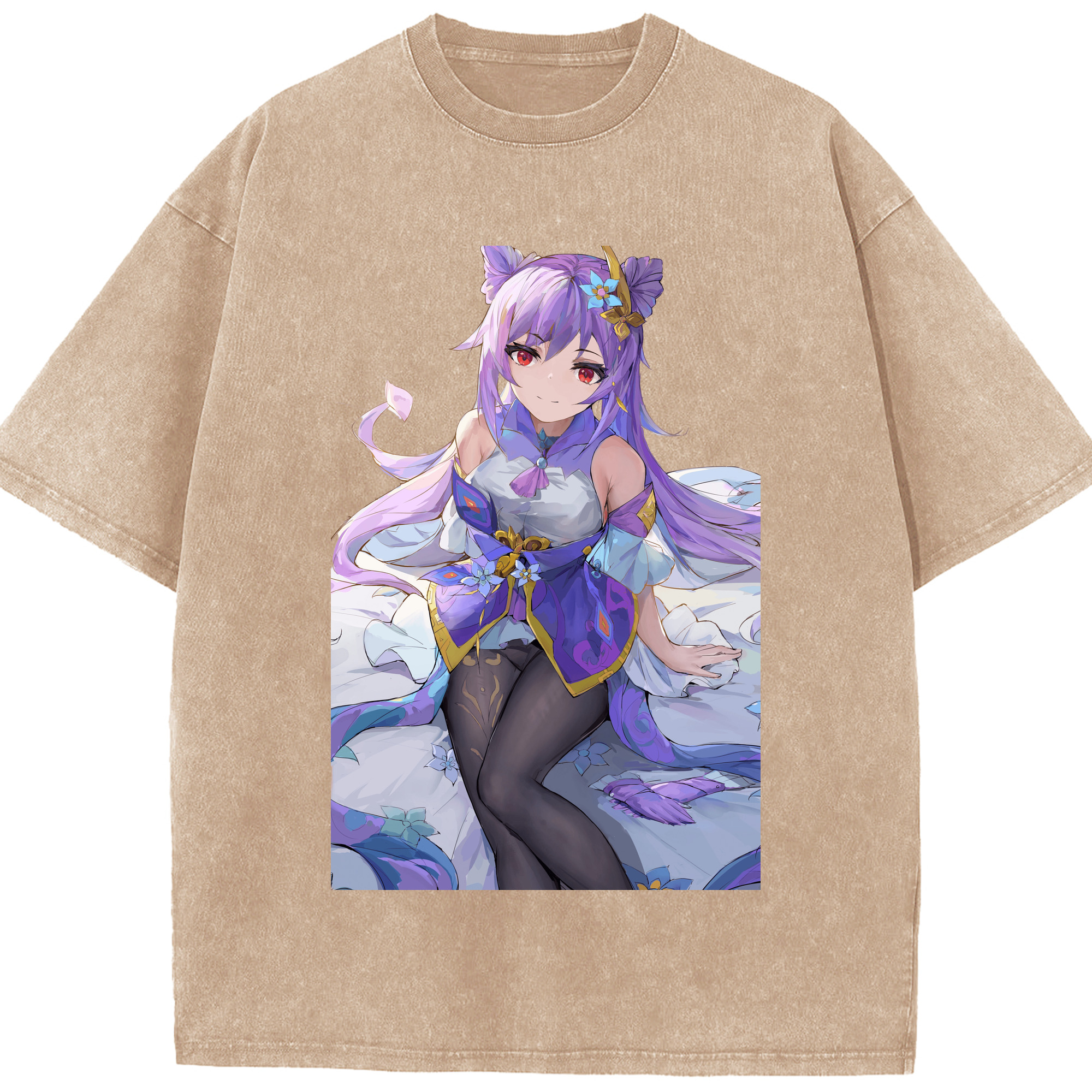 げんし神 刻晴 こくせい genshin Kokusei 綿100% ヴィンテージ風 半袖Tシャツ（フロントプリント）