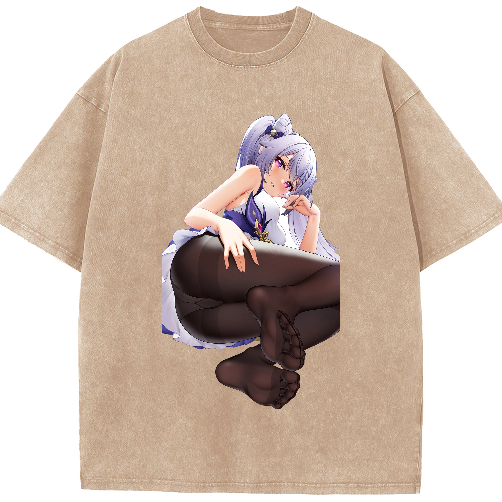 げんし神 刻晴 こくせい genshin Kokusei 綿100% ヴィンテージ風 半袖Tシャツ（フロントプリント）
