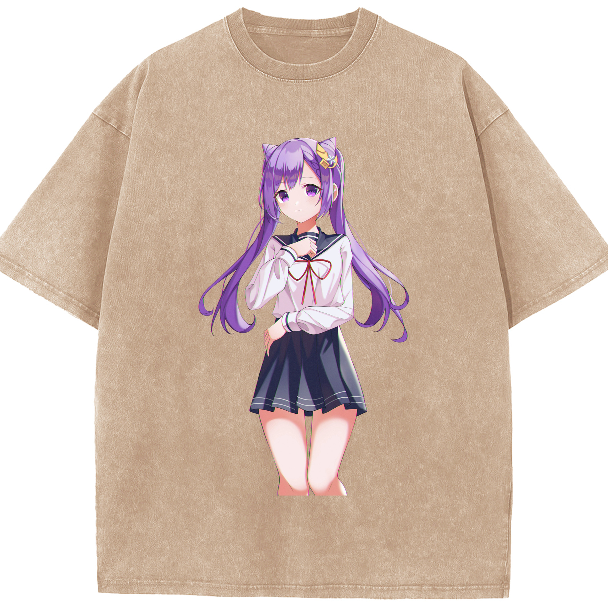 げんし神 刻晴 こくせい genshin Kokusei 綿100% ヴィンテージ風 半袖Tシャツ（フロントプリント）