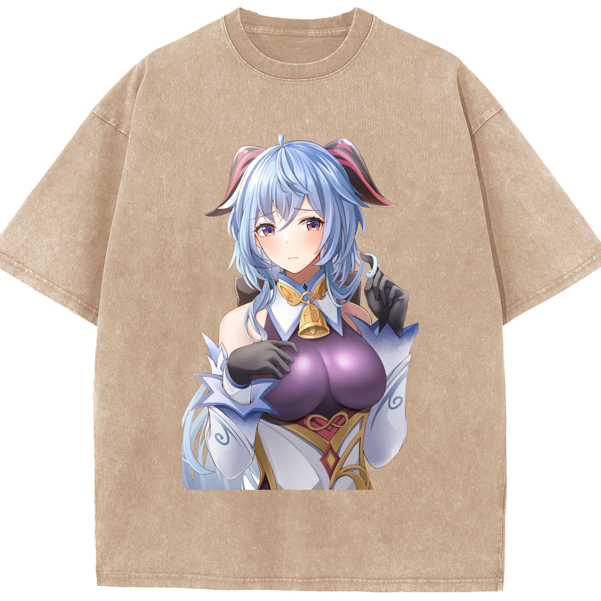 げんし神 甘雨 かんう genshin Ganyu 綿100% ヴィンテージ風 半袖Tシャツ（フロントプリント）