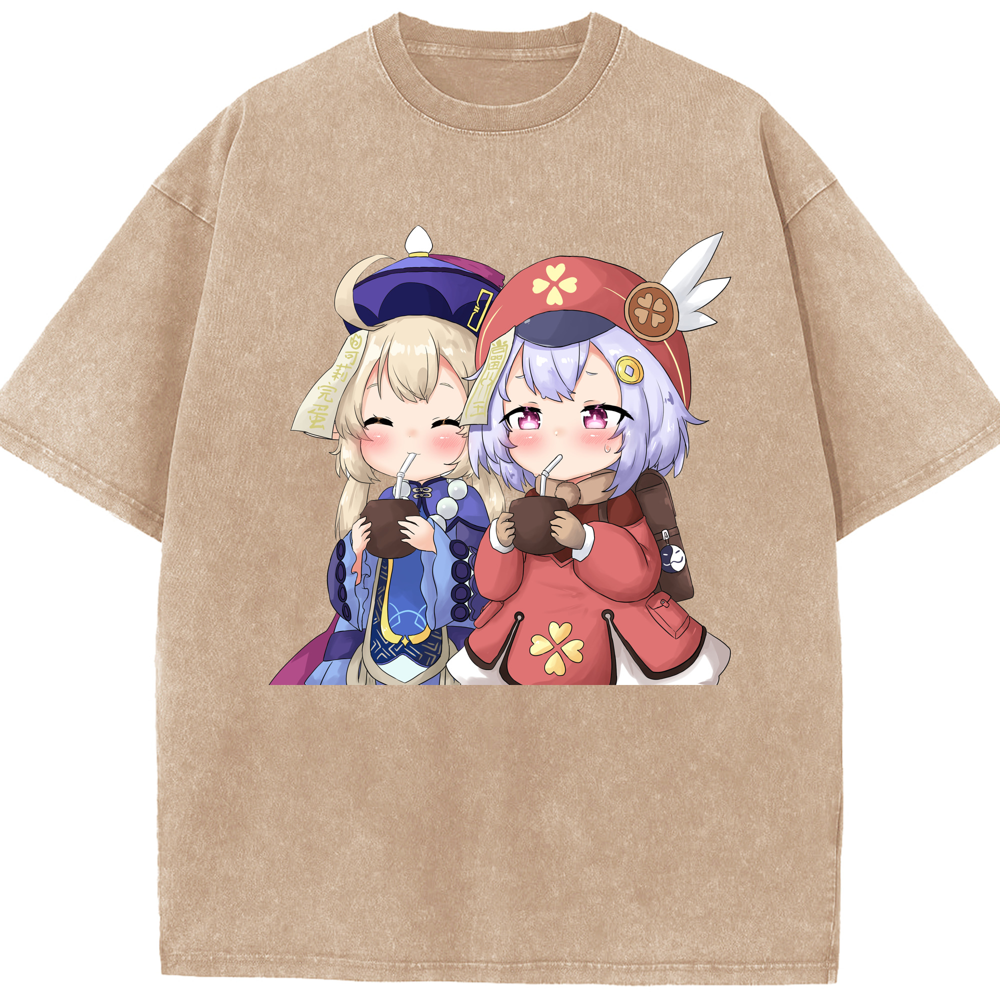 げんし神 七七 なな  genshin Nana 綿100% ヴィンテージ風 半袖Tシャツ（フロントプリント）