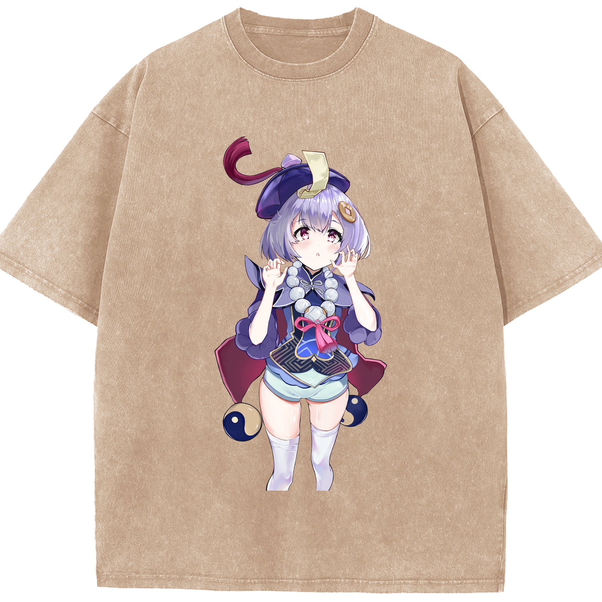げんし神 七七 なな  genshin Nana 綿100% ヴィンテージ風 半袖Tシャツ（フロントプリント）