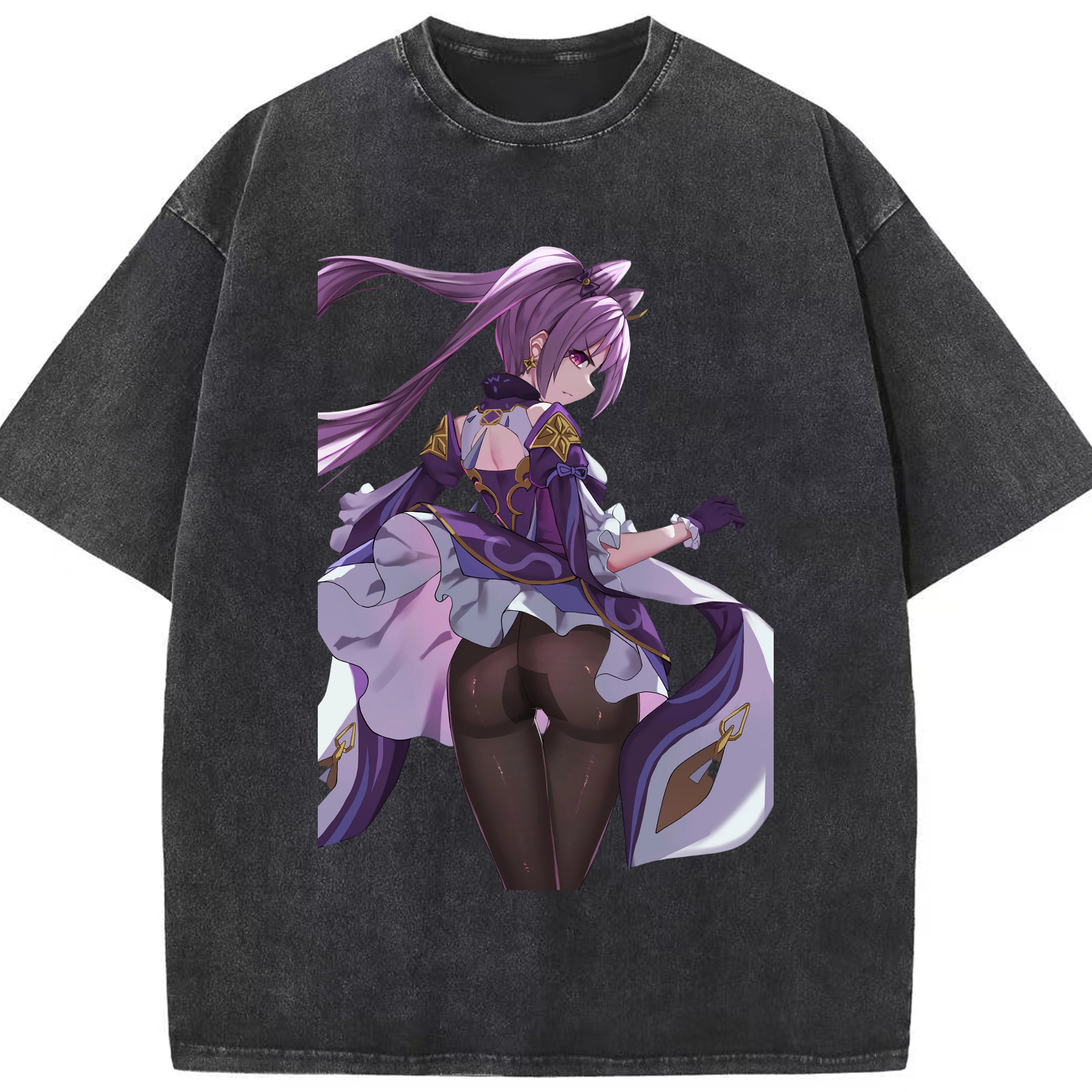 げんし神 刻晴 こくせい genshin Kokusei 綿100% ヴィンテージ風 半袖Tシャツ（フロントプリント）