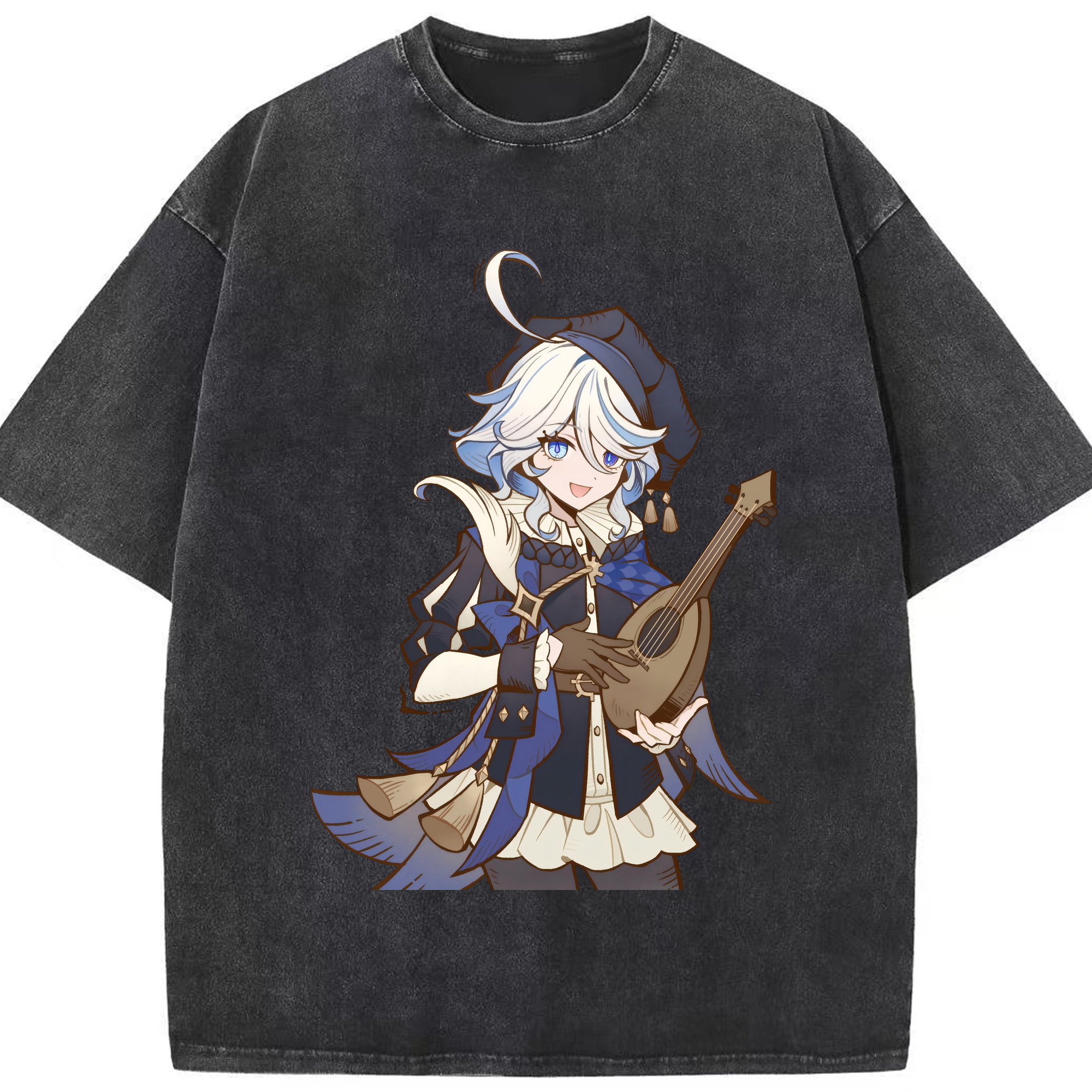 げんし神 フリーナ genshin Furina 綿100% ヴィンテージ風 半袖Tシャツ（フロントプリント）
