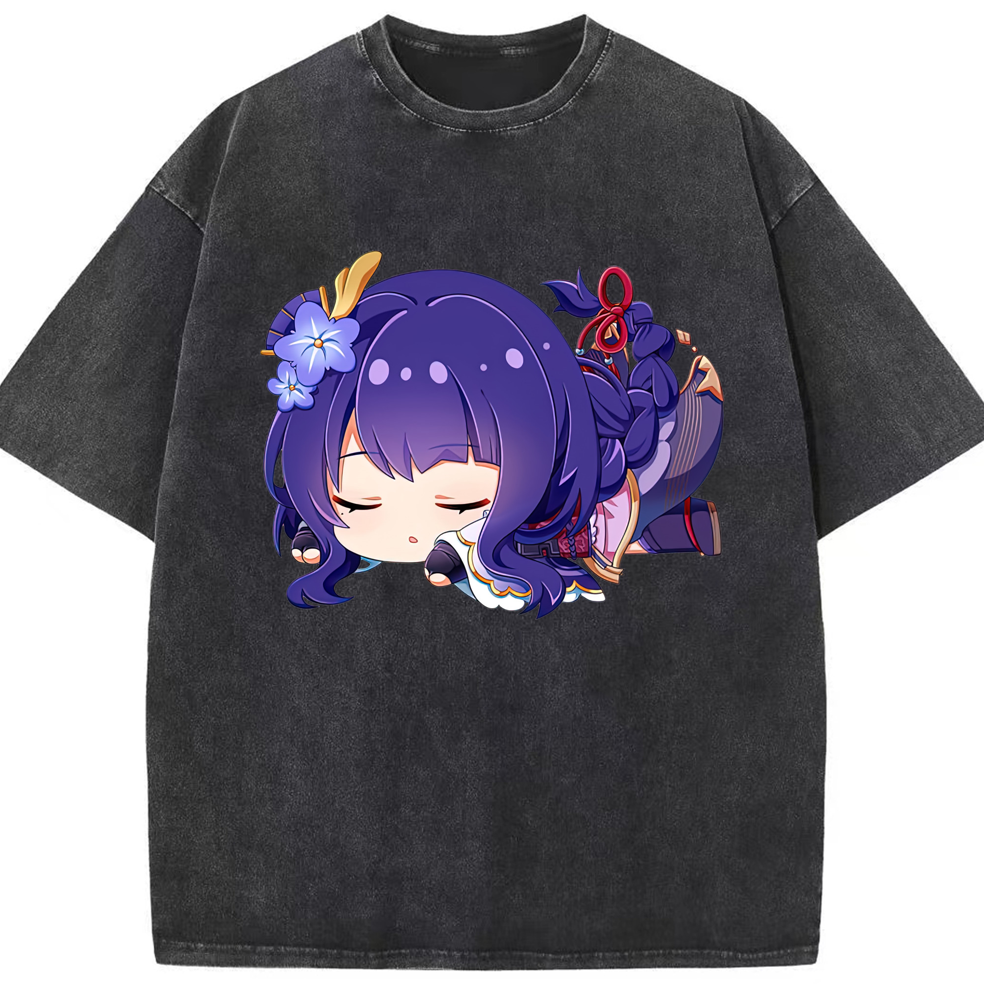 げんし神 雷電将軍 らいでんしょうぐん genshin Raiden Shogun 綿100% ヴィンテージ風 半袖Tシャツ（フロントプリント）