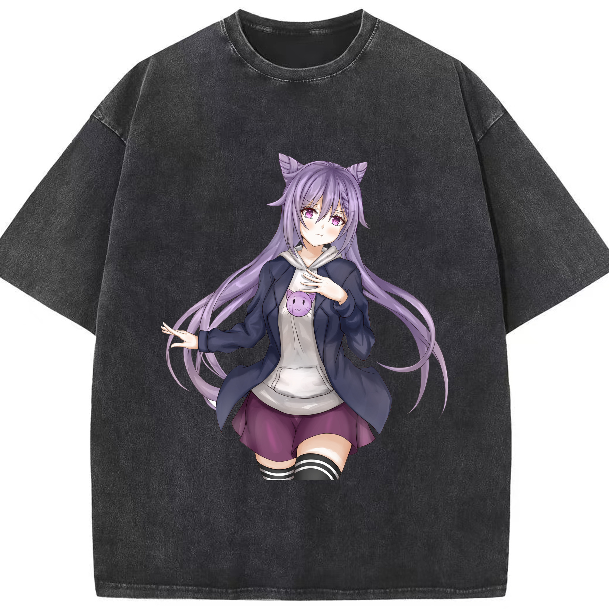 げんし神 刻晴 こくせい genshin Kokusei 綿100% ヴィンテージ風 半袖Tシャツ（フロントプリント）
