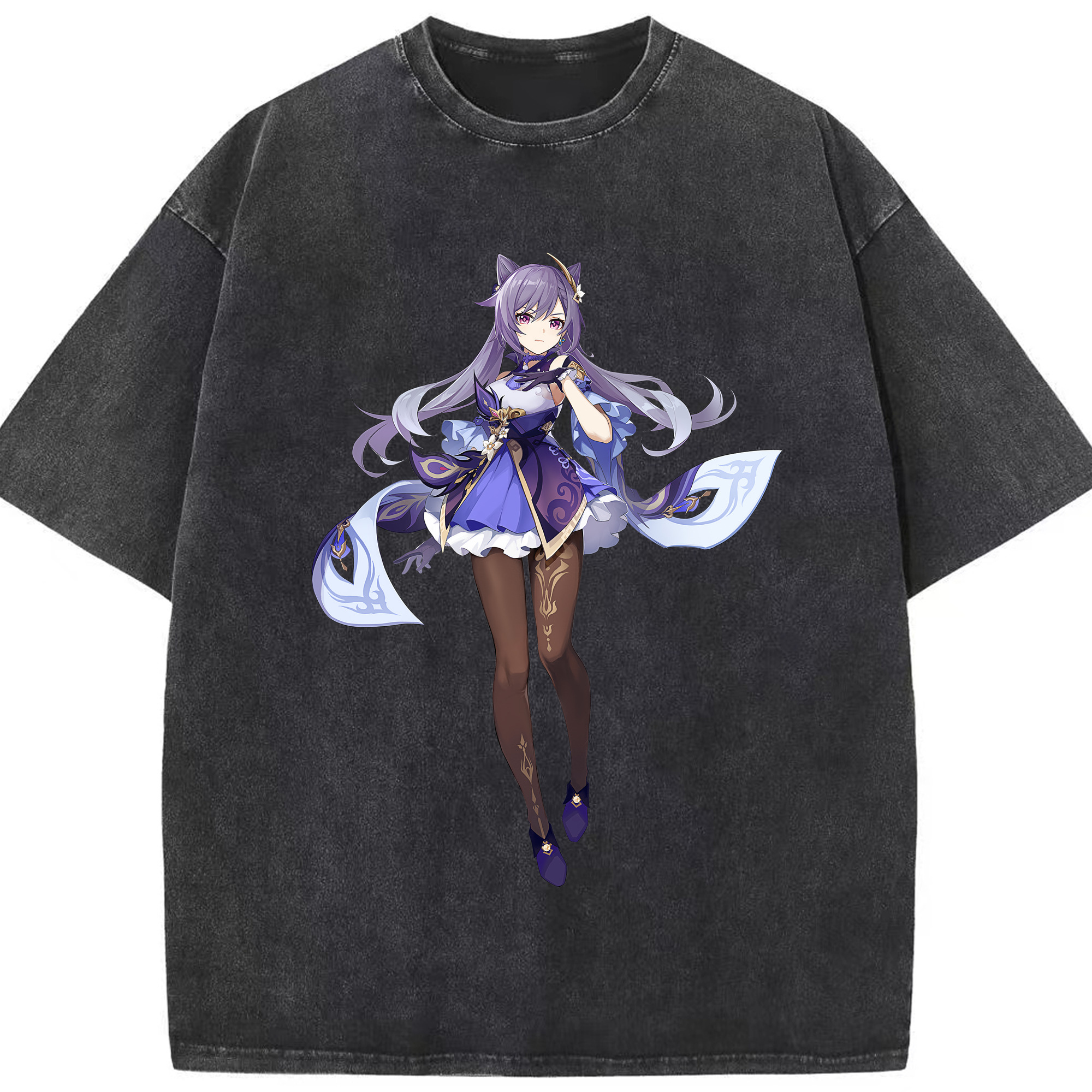 げんし神 刻晴 こくせい genshin Kokusei 綿100% ヴィンテージ風 半袖Tシャツ（フロントプリント）