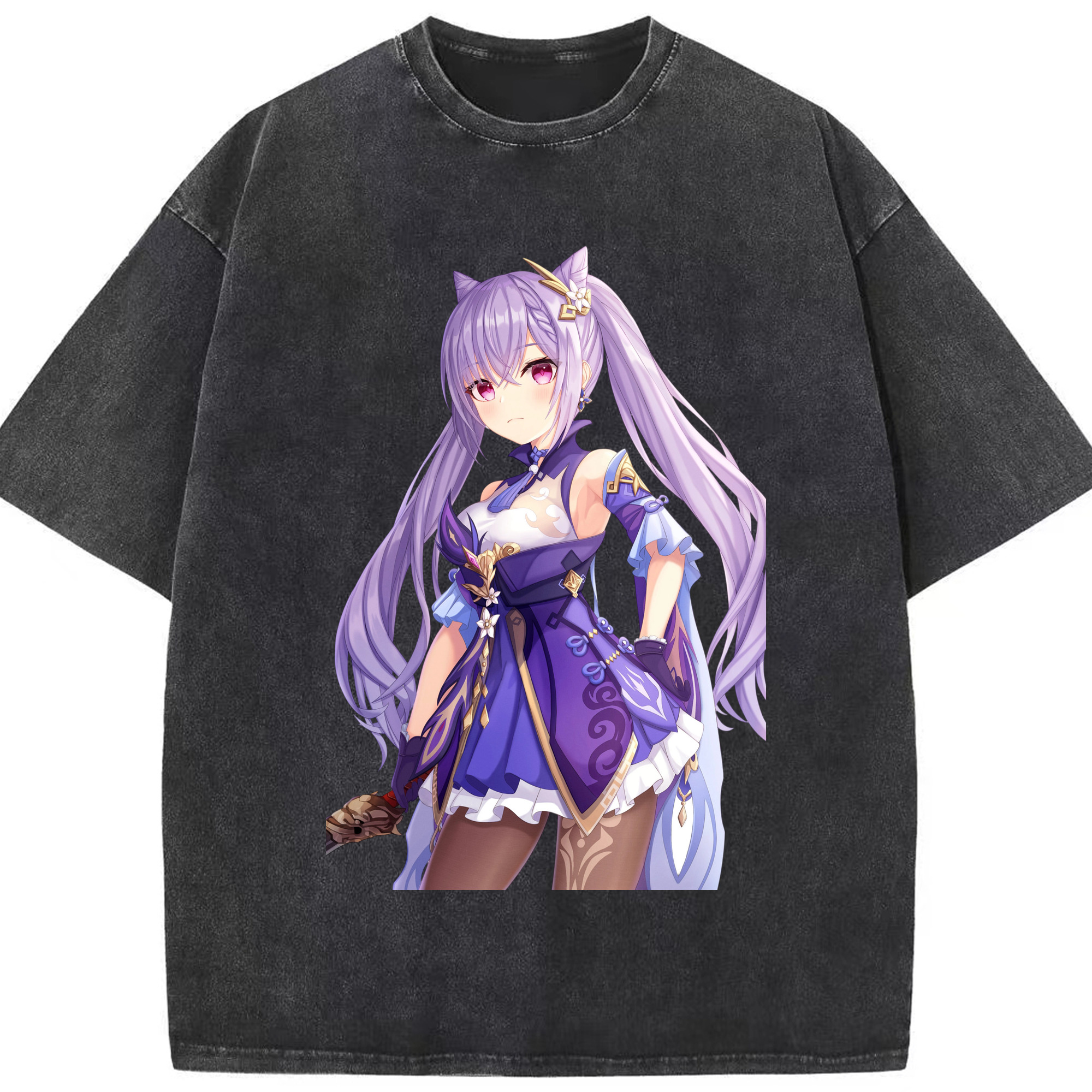 げんし神 刻晴 こくせい genshin Kokusei 綿100% ヴィンテージ風 半袖Tシャツ（フロントプリント）