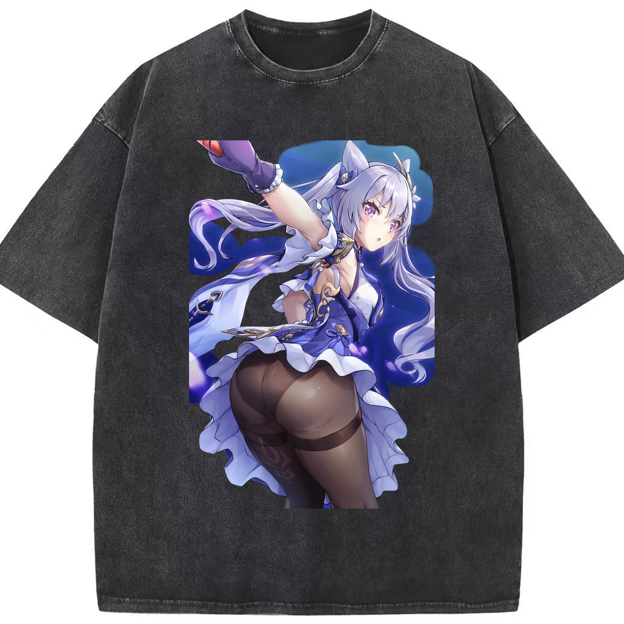 げんし神 刻晴 こくせい genshin Kokusei 綿100% ヴィンテージ風 半袖Tシャツ（フロントプリント）