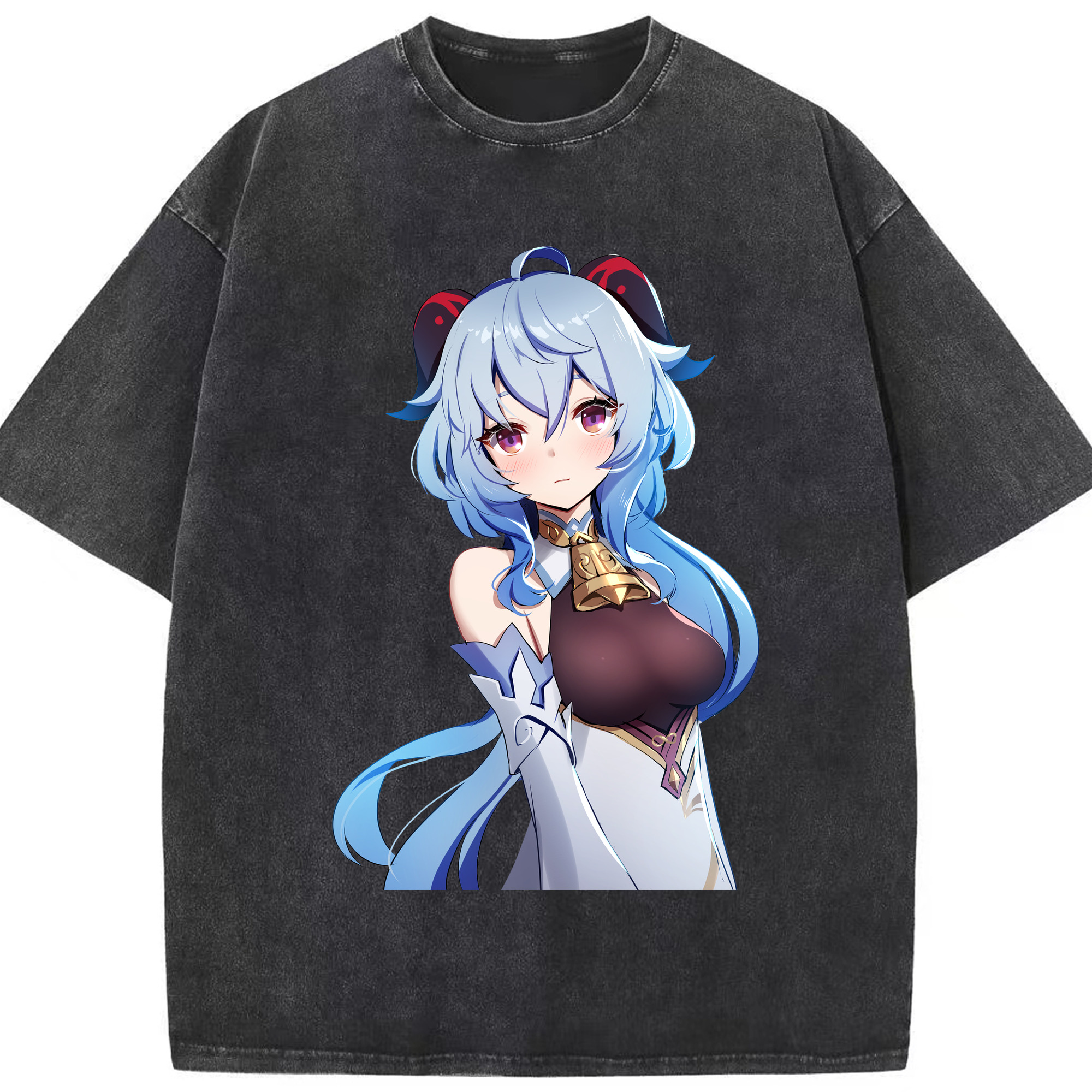 げんし神 甘雨 かんう genshin Ganyu 綿100% ヴィンテージ風 半袖Tシャツ（フロントプリント）