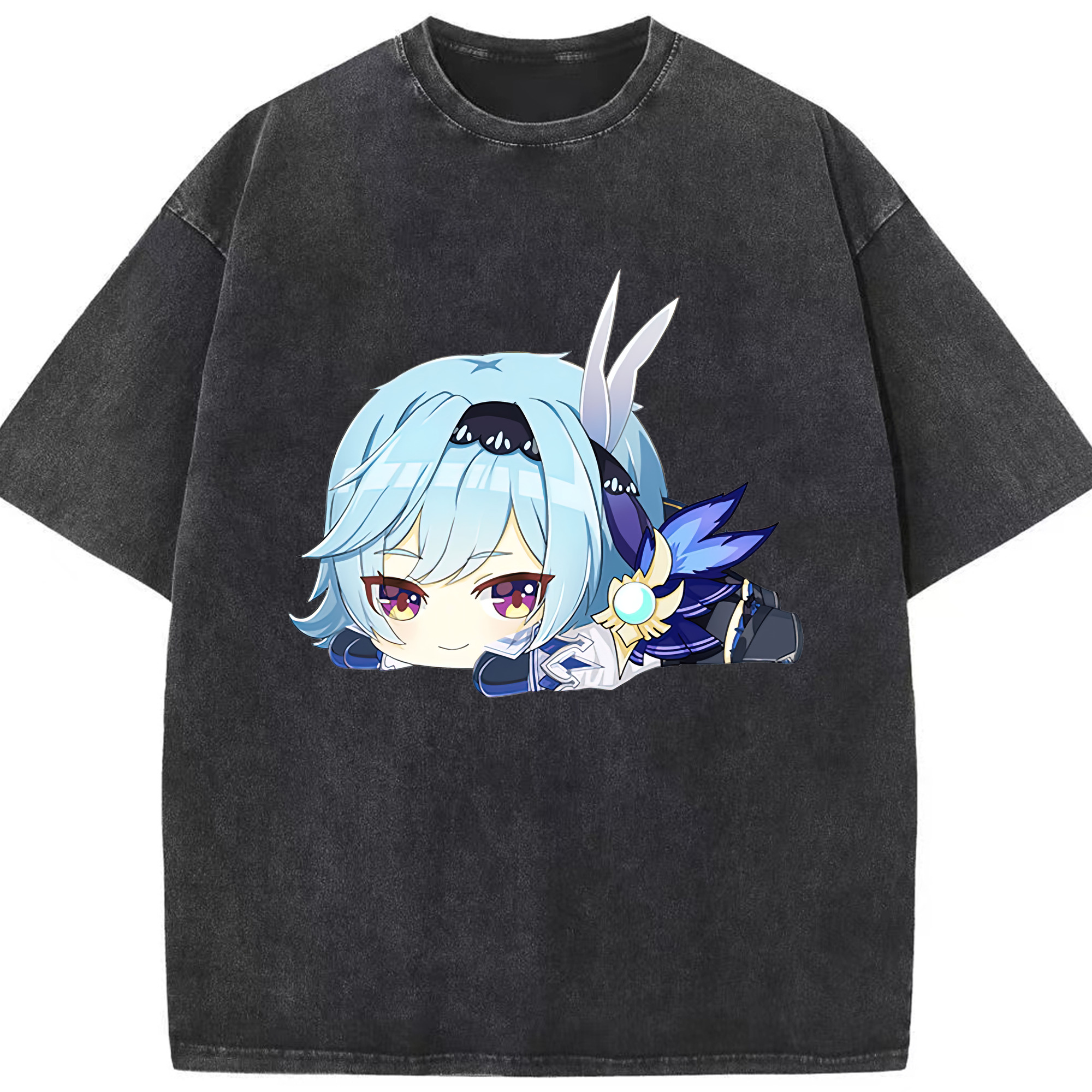 げんし神 优菈 ゆうら genshin Yūra 綿100% ヴィンテージ風 半袖Tシャツ（フロントプリント）