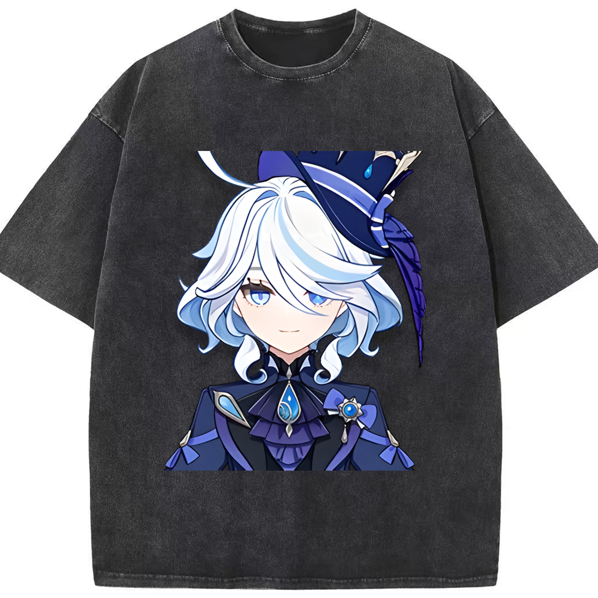 げんし神 フリーナ genshin Furina 綿100% ヴィンテージ風 半袖Tシャツ（フロントプリント）