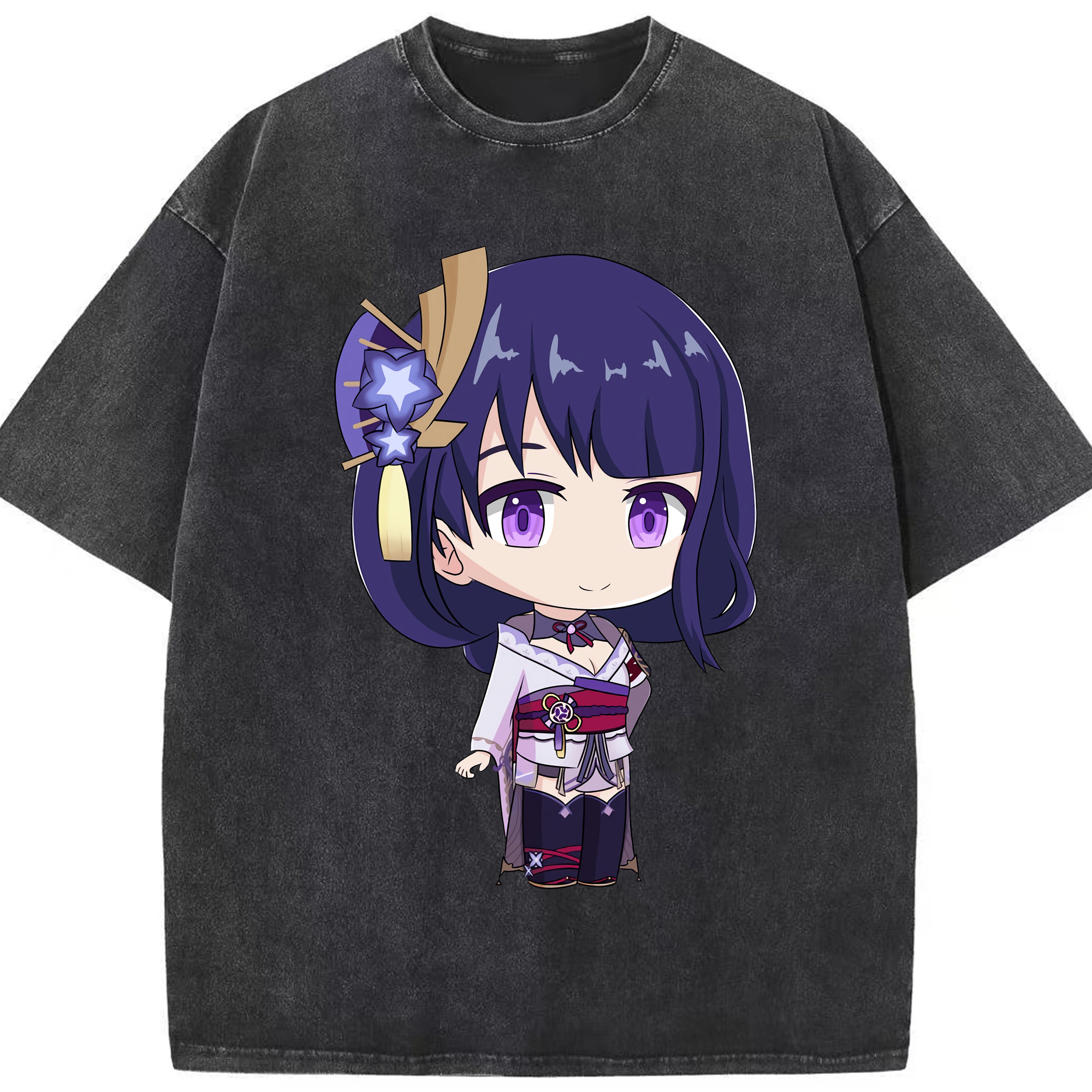 げんし神 雷電将軍 らいでんしょうぐん genshin Raiden Shogun 綿100% ヴィンテージ風 半袖Tシャツ（フロントプリント）