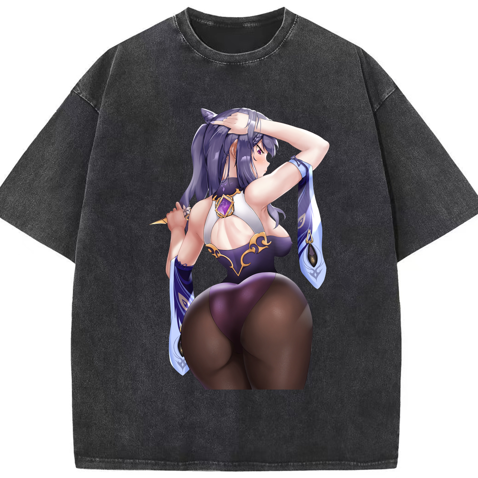 げんし神 刻晴 こくせい genshin Kokusei 綿100% ヴィンテージ風 半袖Tシャツ（フロントプリント）