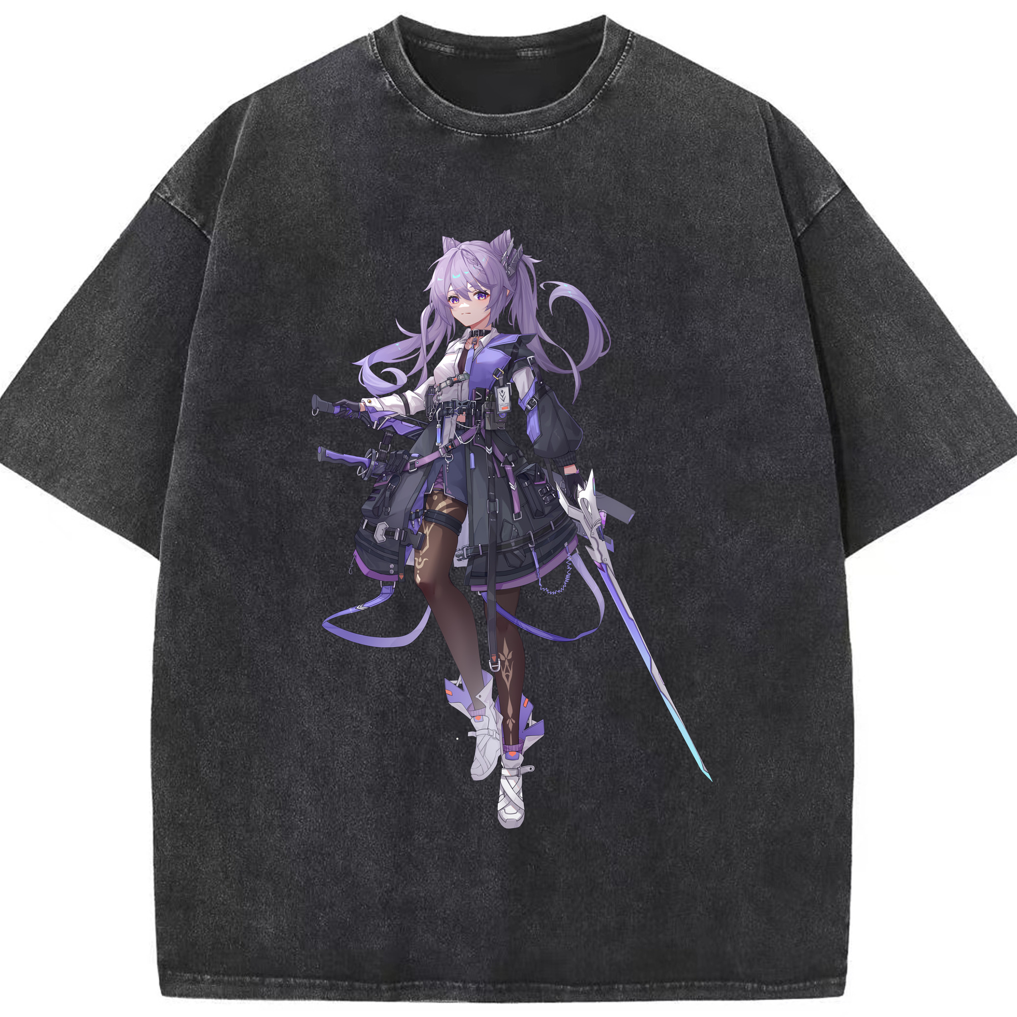 げんし神 刻晴 こくせい genshin Kokusei 綿100% ヴィンテージ風 半袖Tシャツ（フロントプリント）