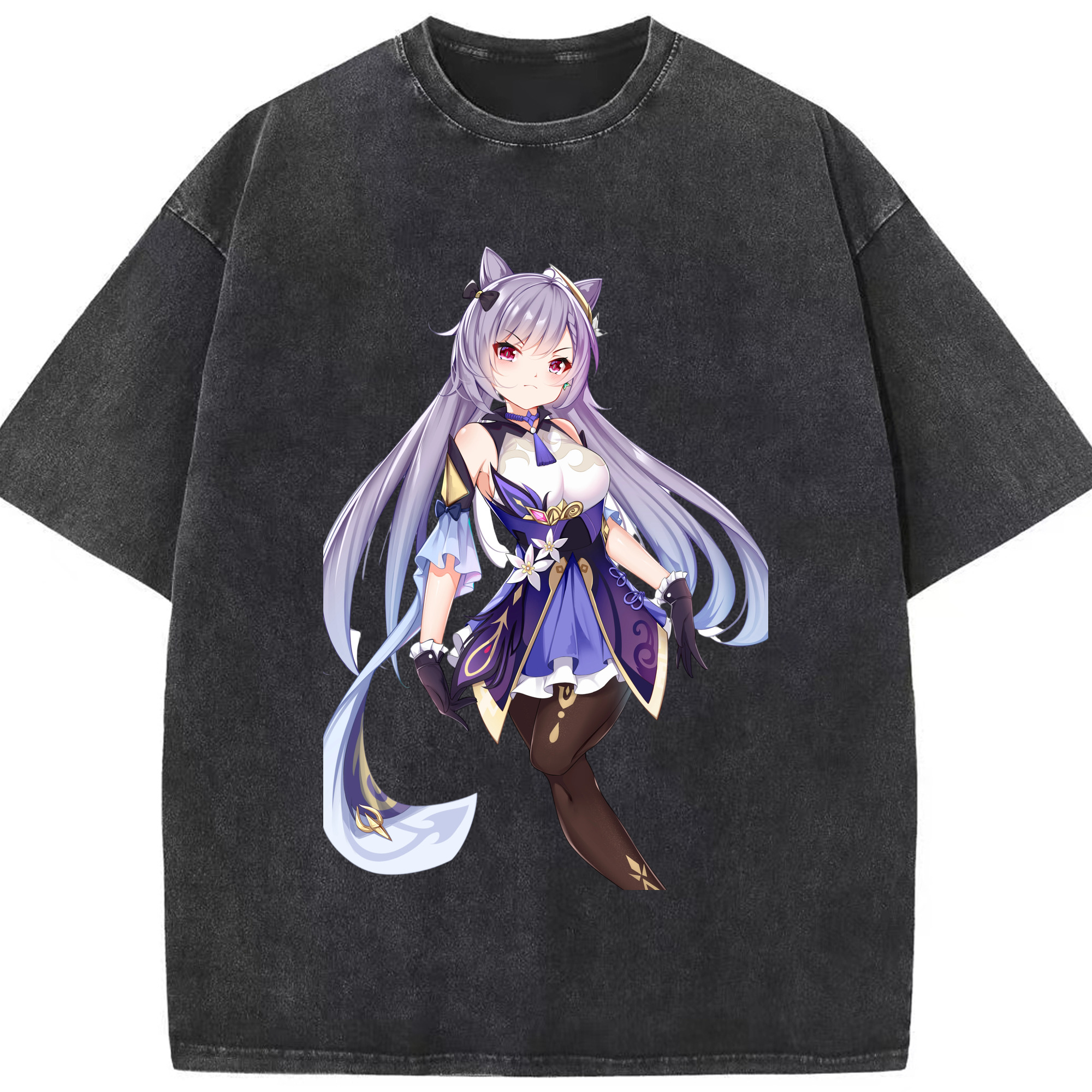 げんし神 刻晴 こくせい genshin Kokusei 綿100% ヴィンテージ風 半袖Tシャツ（フロントプリント）