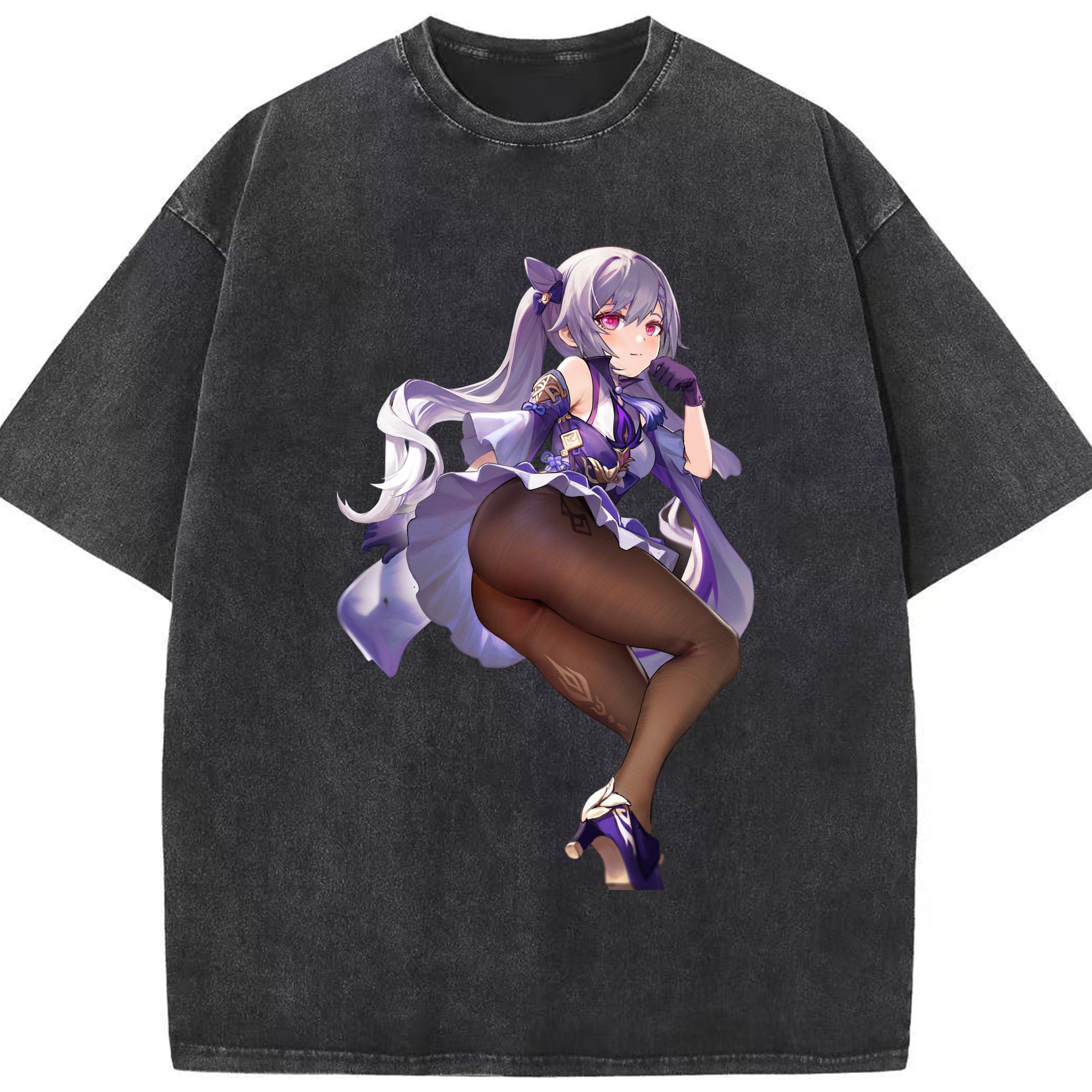 げんし神 刻晴 こくせい genshin Kokusei 綿100% ヴィンテージ風 半袖Tシャツ（フロントプリント）