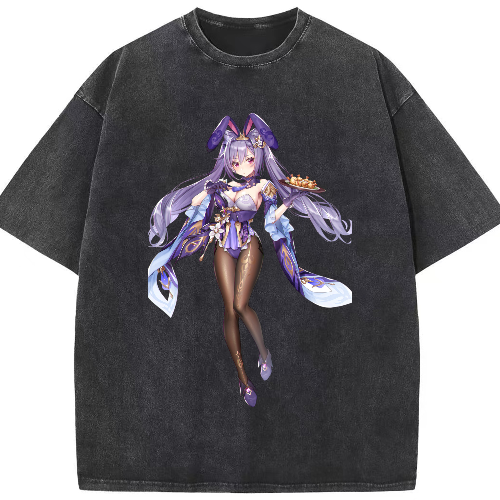 げんし神 刻晴 こくせい genshin Kokusei 綿100% ヴィンテージ風 半袖Tシャツ（フロントプリント）