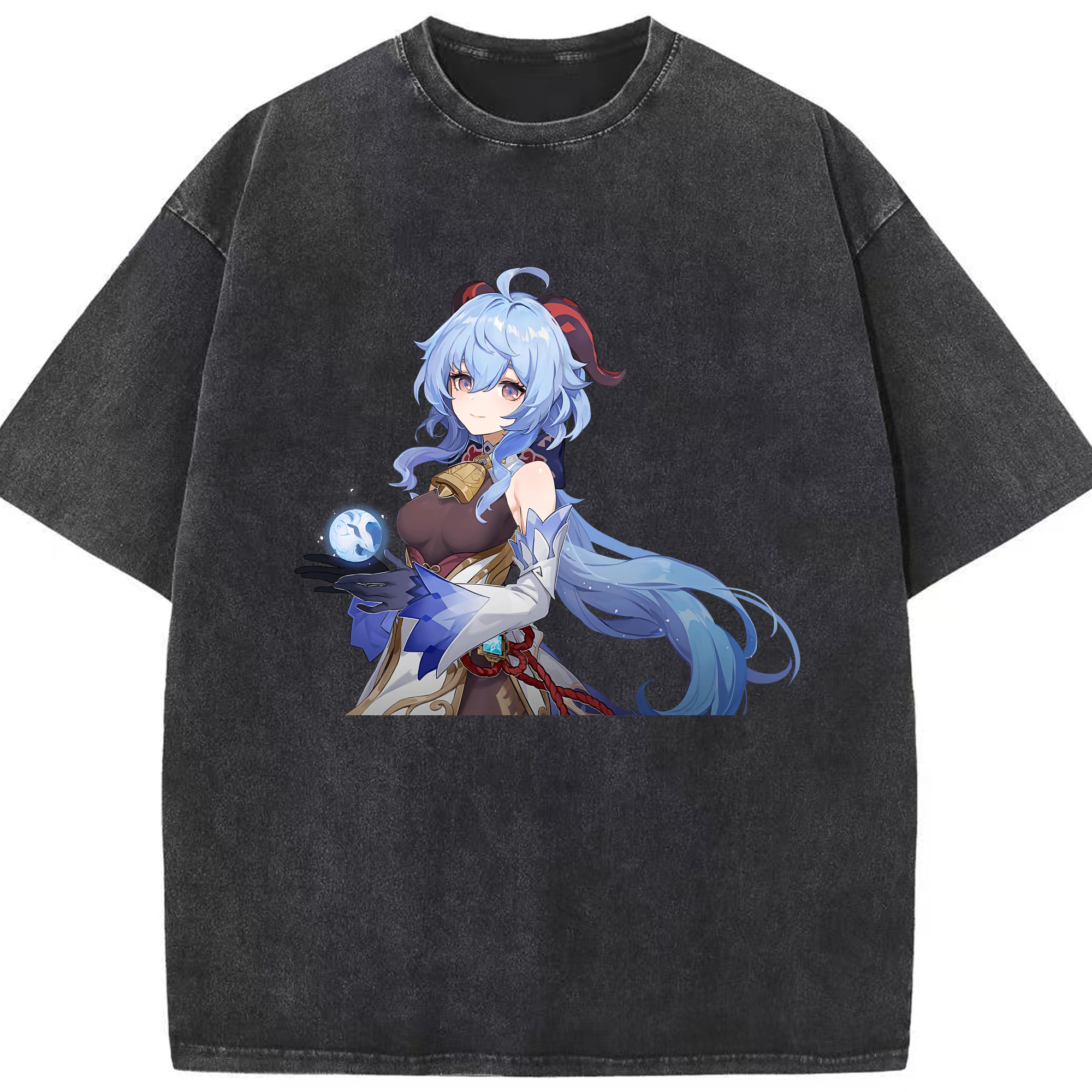 げんし神 甘雨 かんう genshin Ganyu 綿100% ヴィンテージ風 半袖Tシャツ（フロントプリント）