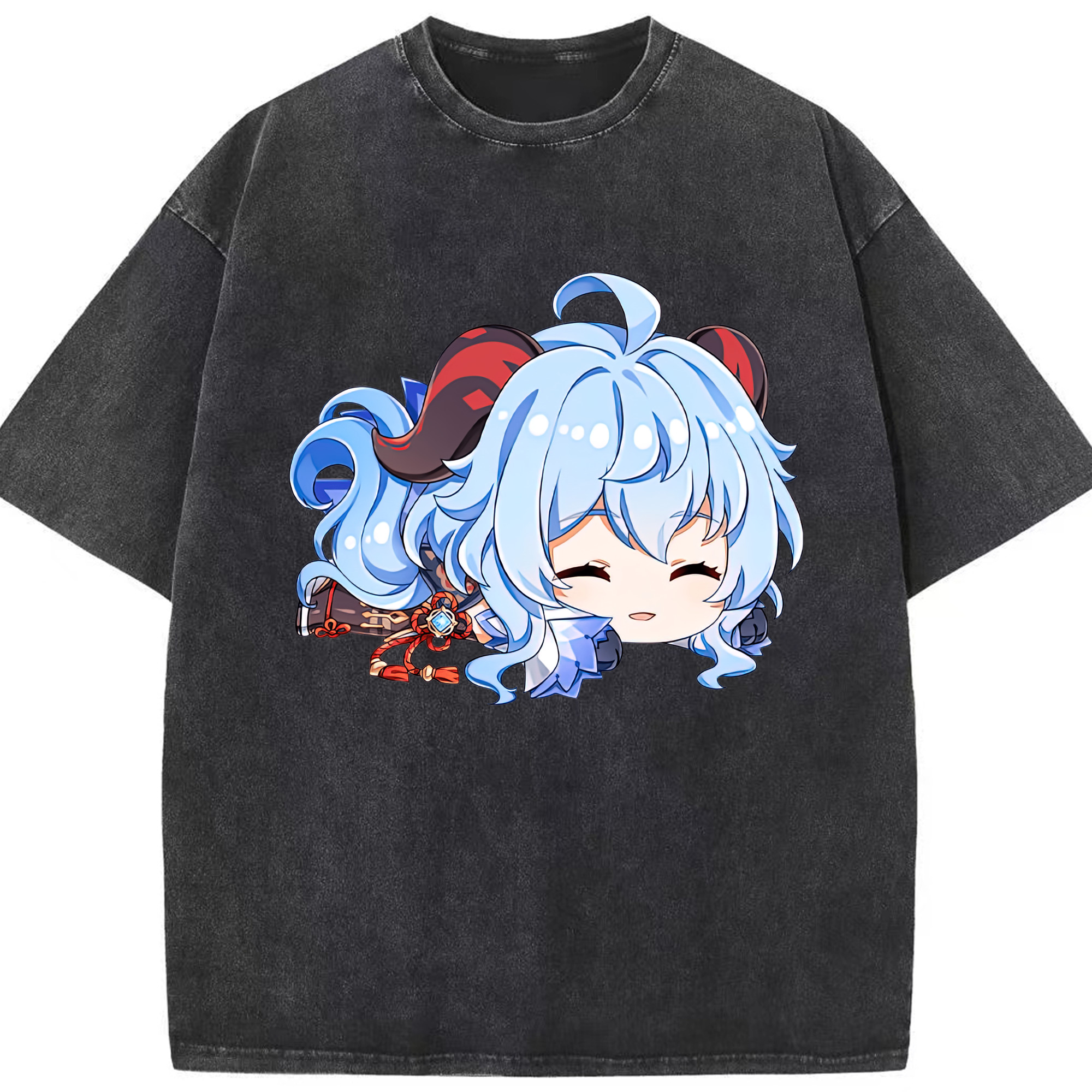 げんし神 甘雨 かんう genshin Ganyu 綿100% ヴィンテージ風 半袖Tシャツ（フロントプリント）
