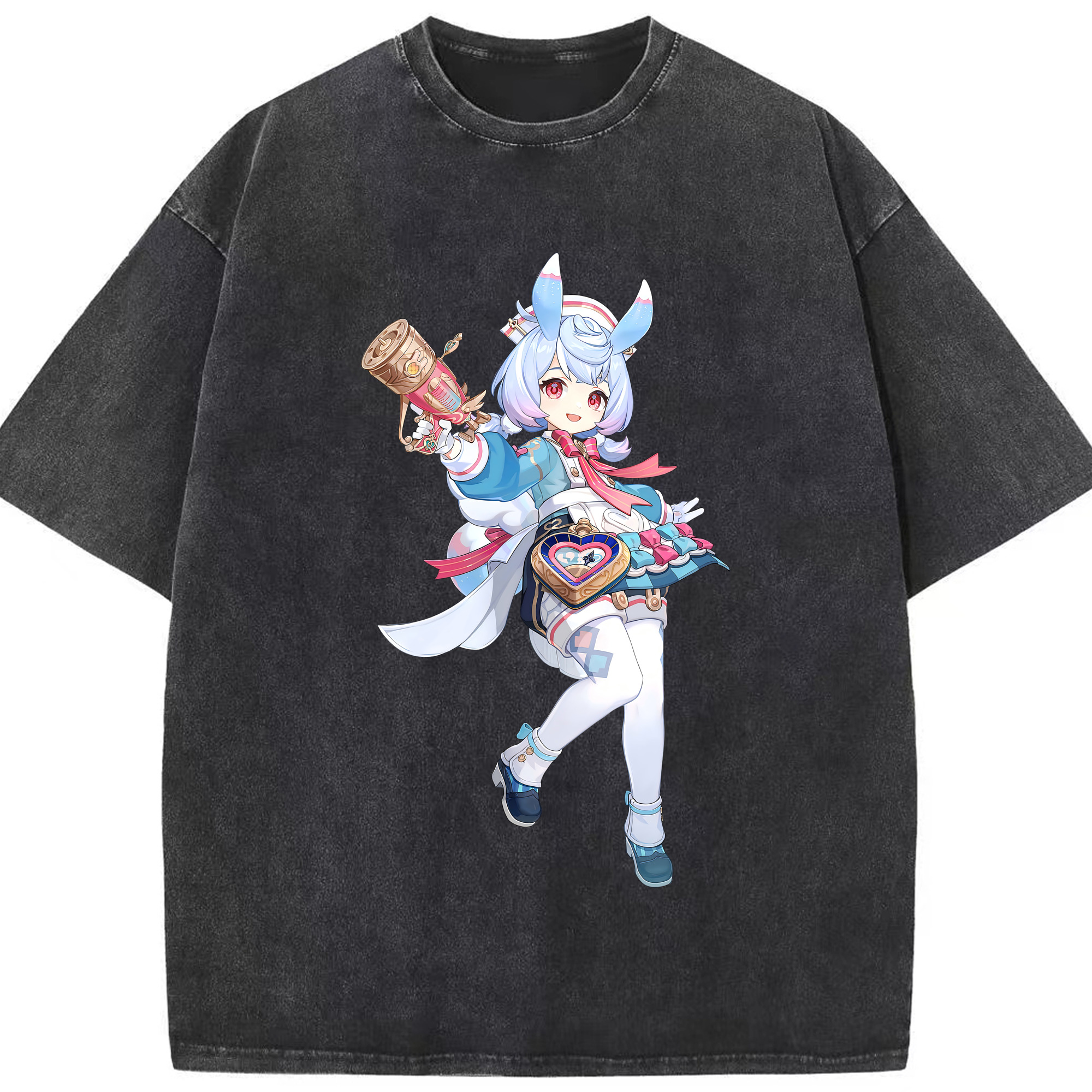 げんし神 シゲウィン genshin Shigewin 綿100% ヴィンテージ風 半袖Tシャツ（フロントプリント）